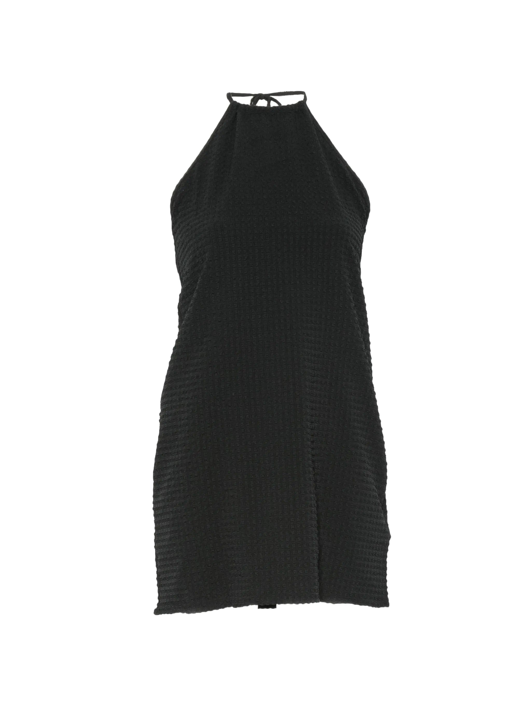 Hunza G halterneck crinkle - effect mini dress