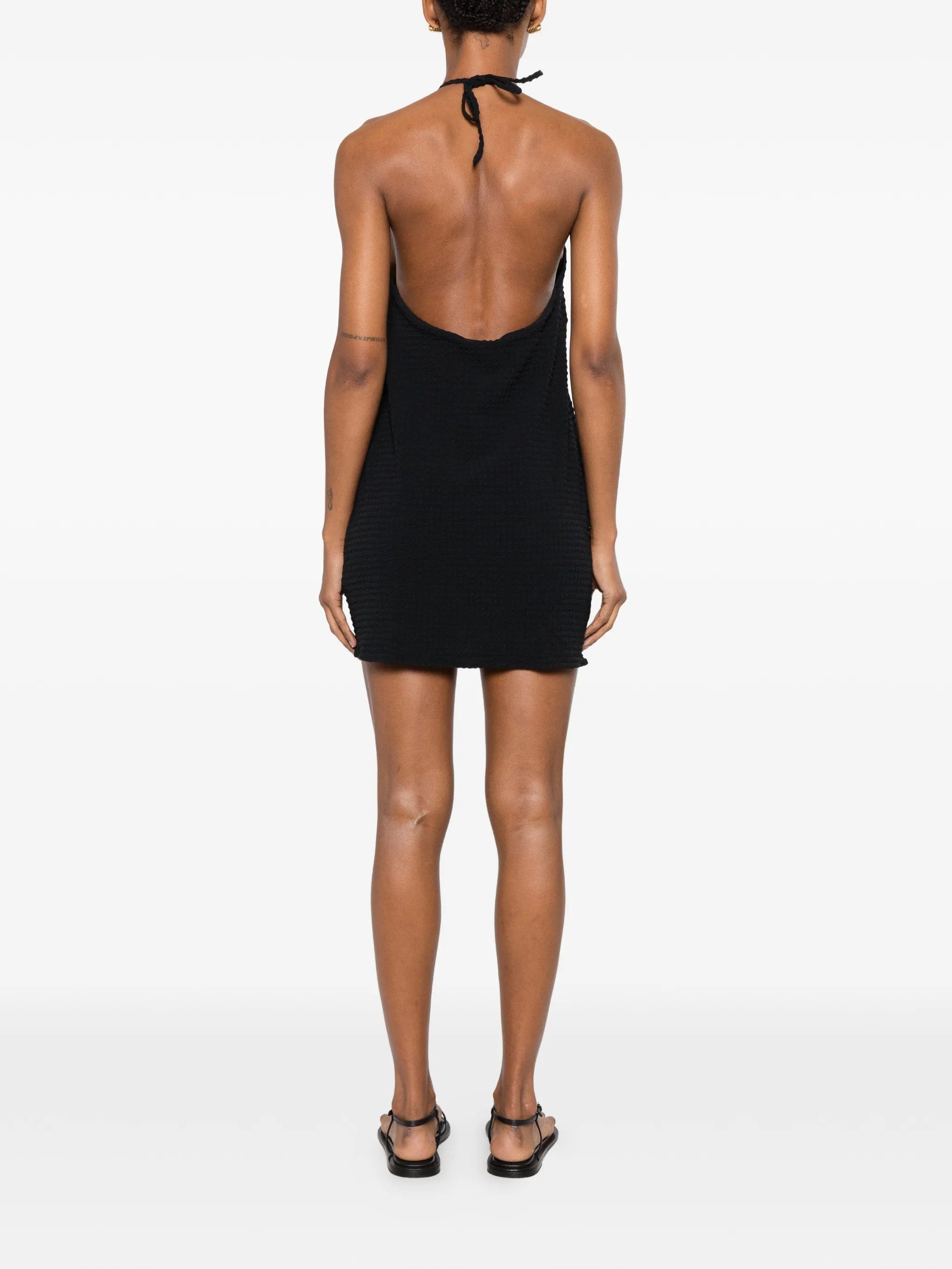 Hunza G halterneck crinkle - effect mini dress