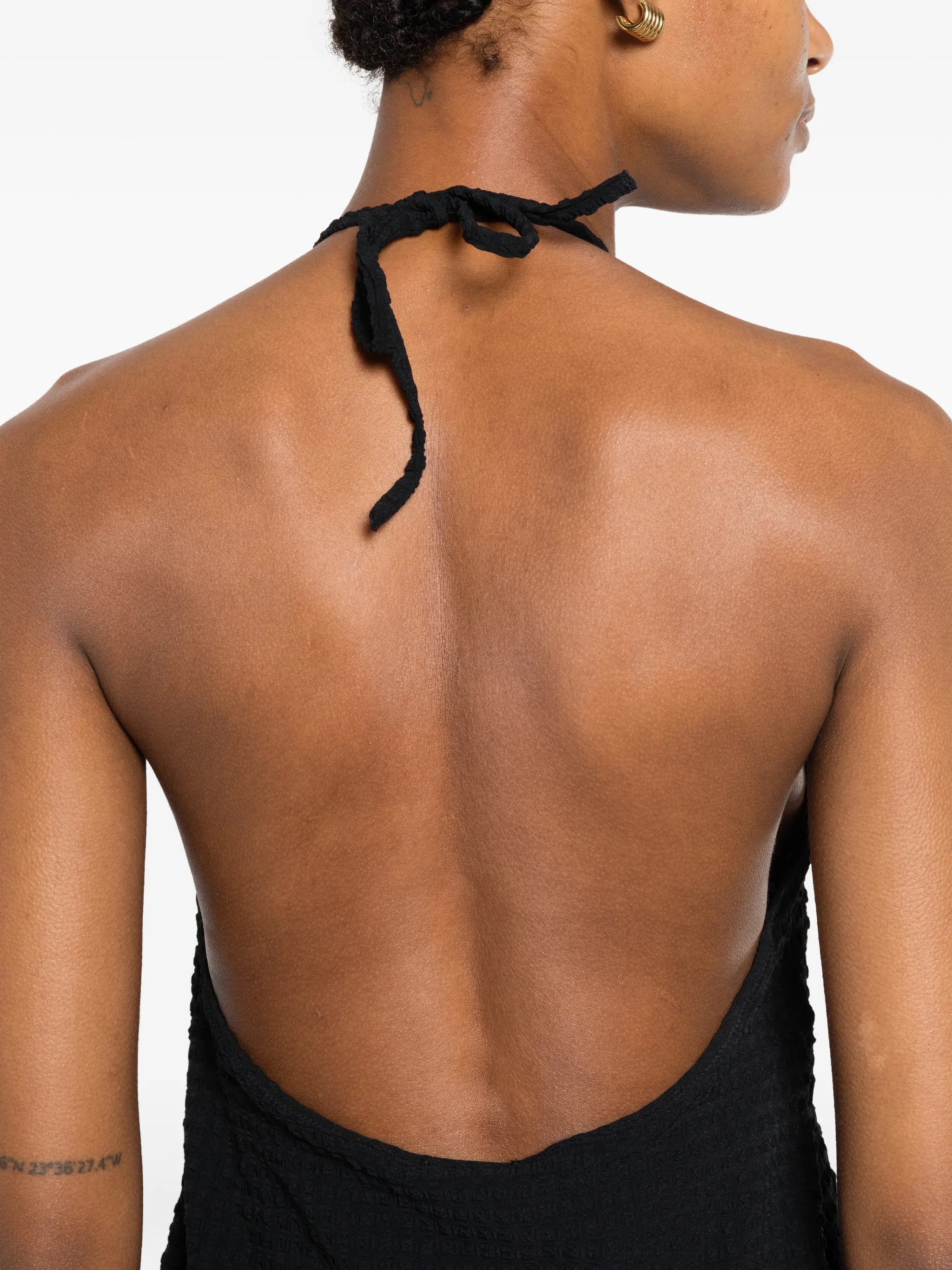 Hunza G halterneck crinkle - effect mini dress