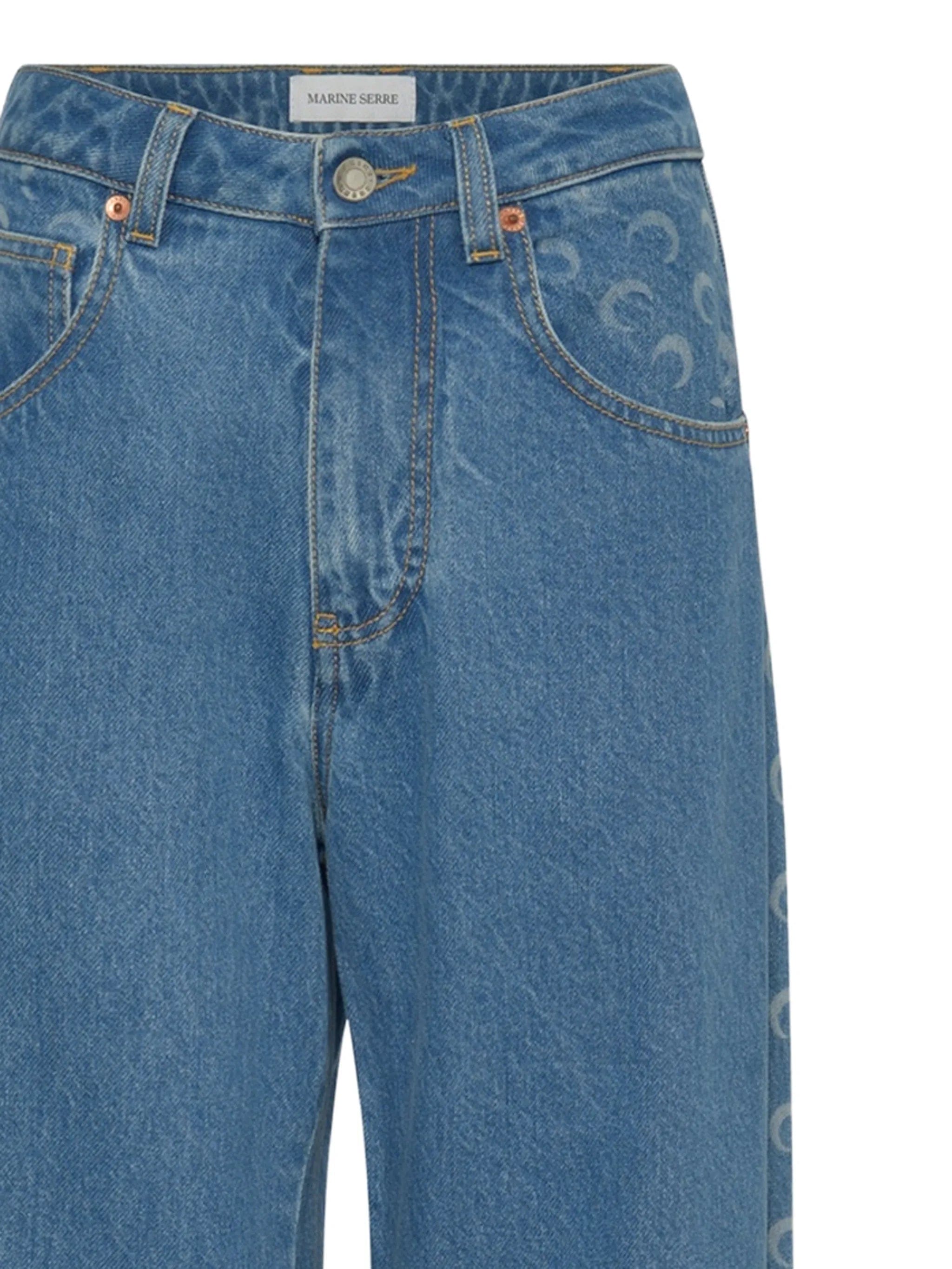 Marine Serre Moon - print barrel jeans