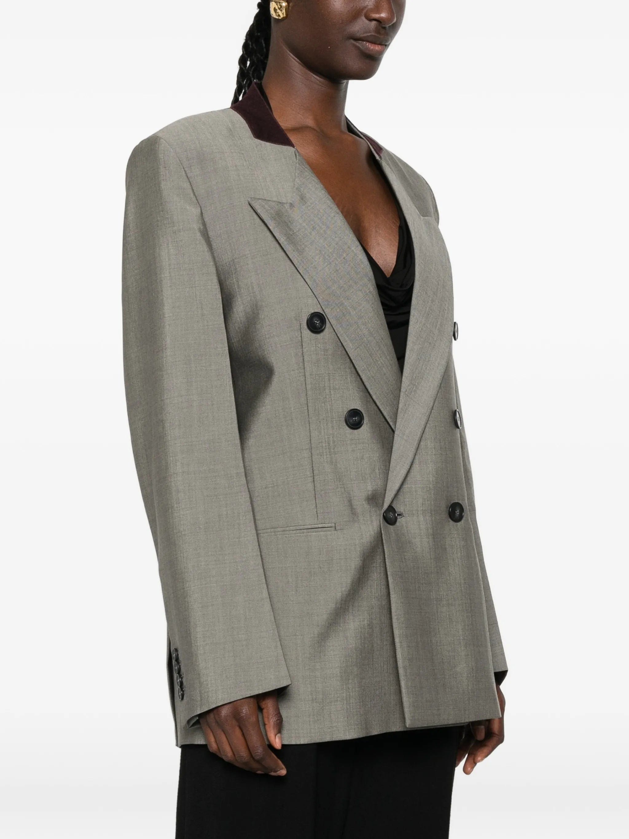 Victoria Beckham double - breasted peak - lapels blazer