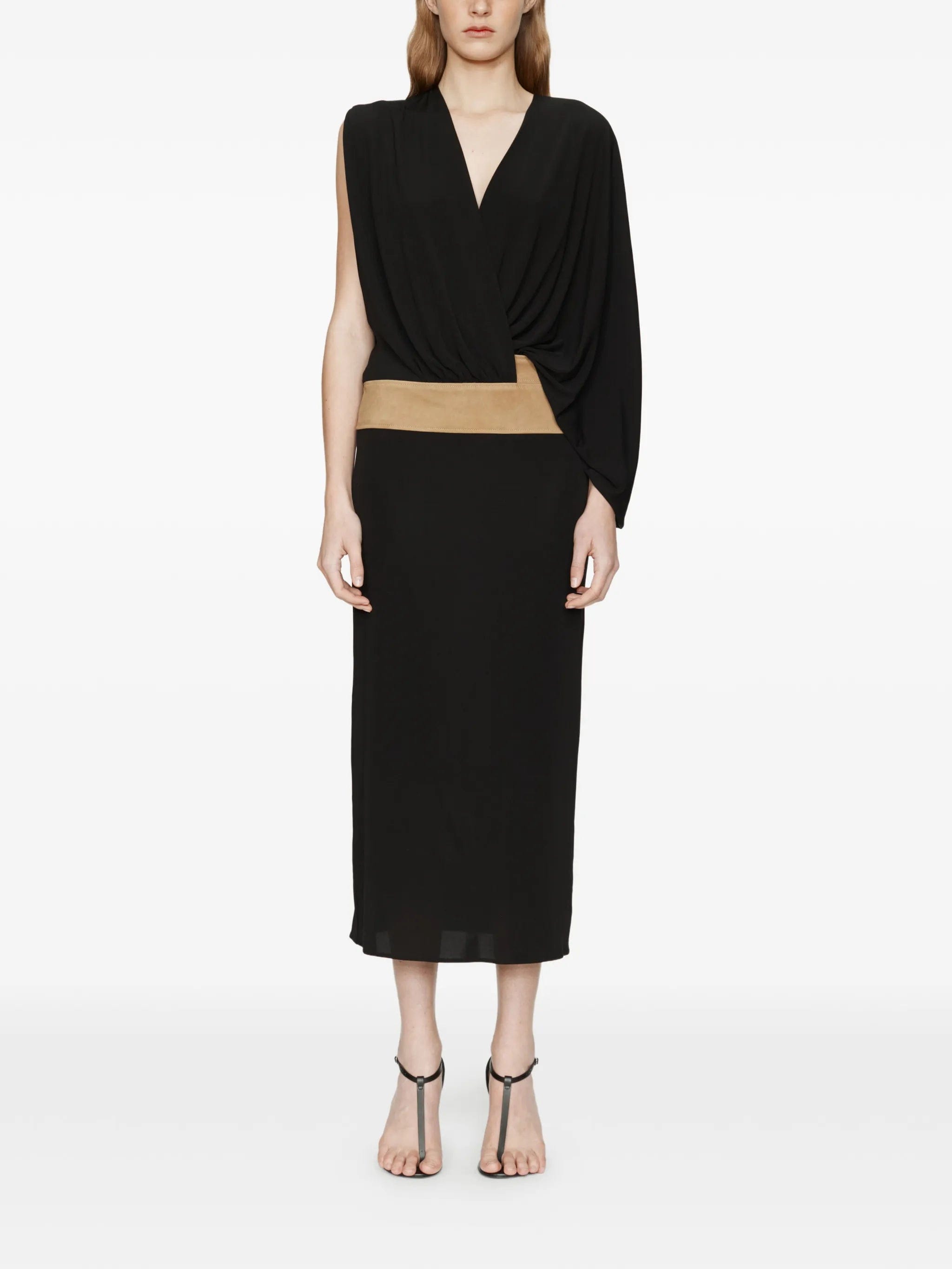 Christopher Esber contour - suede swaddle midi dress