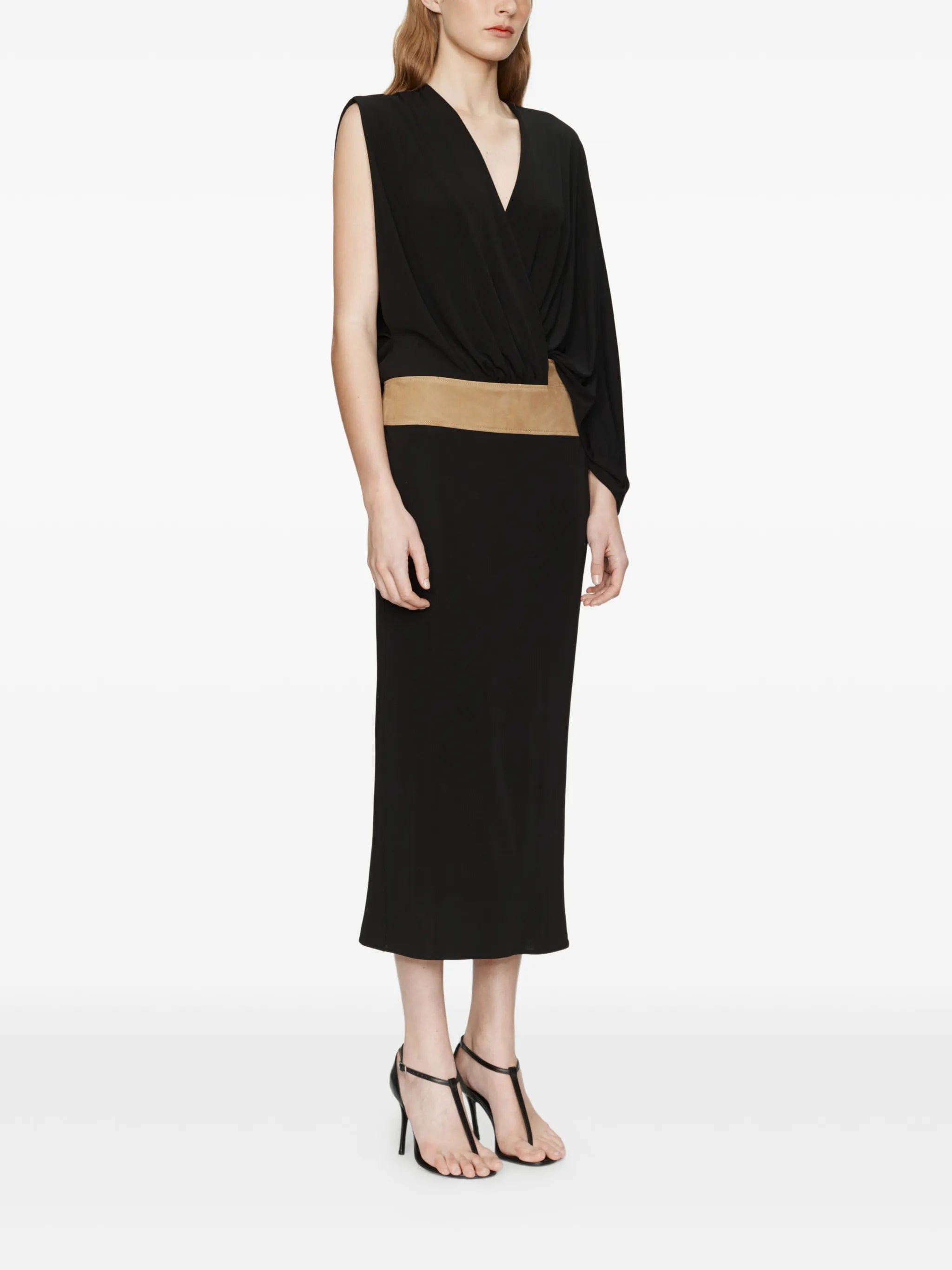 Christopher Esber contour - suede swaddle midi dress