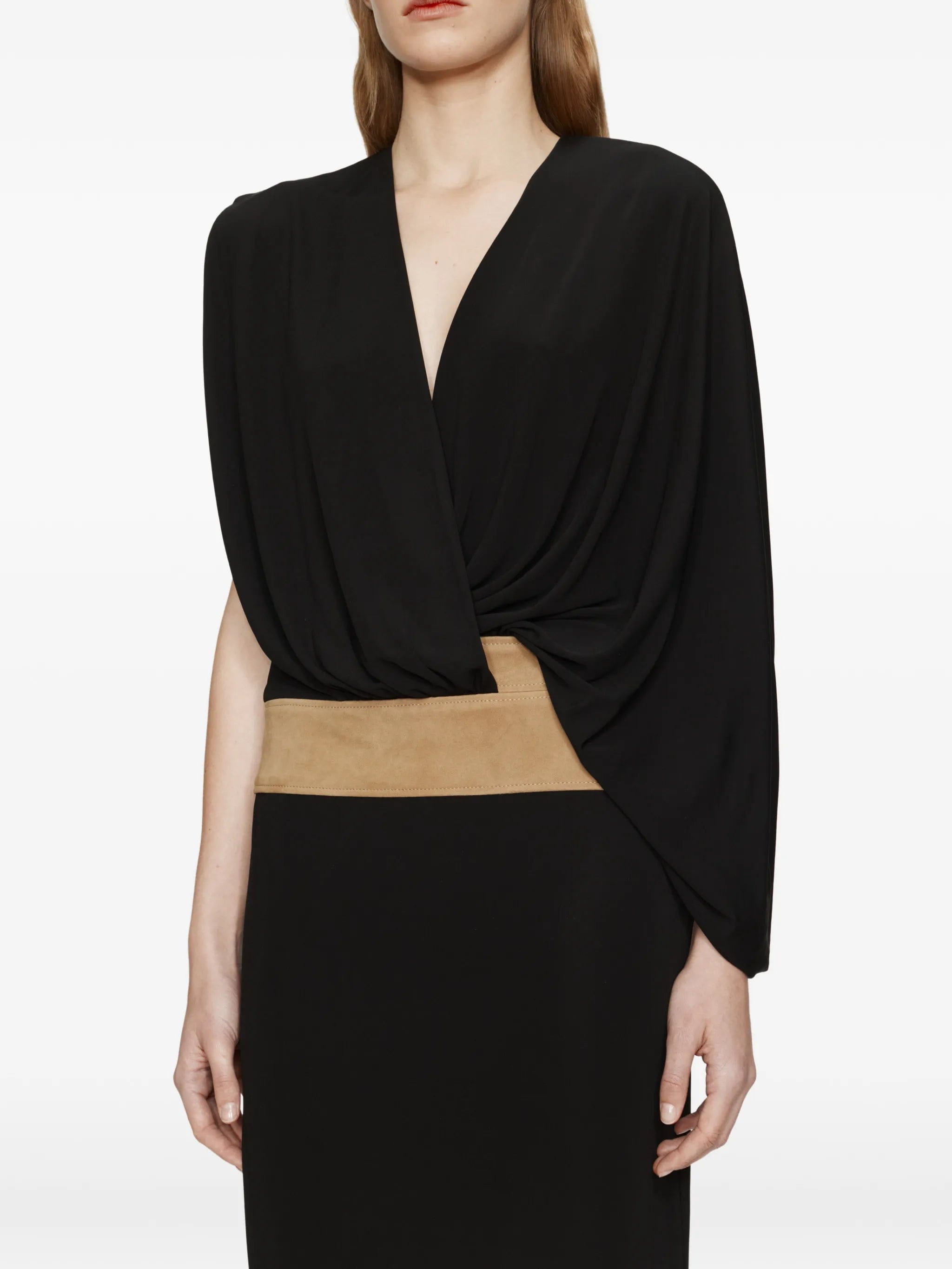 Christopher Esber contour - suede swaddle midi dress