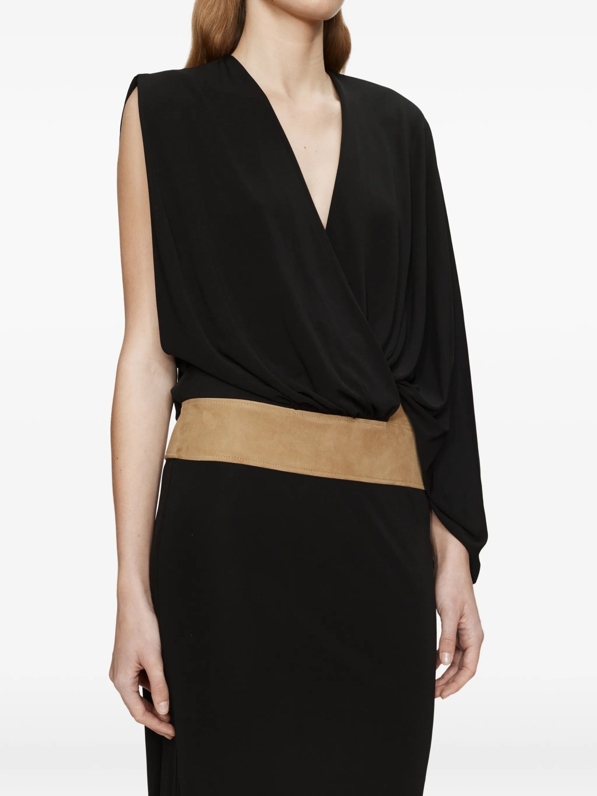 Christopher Esber contour - suede swaddle midi dress