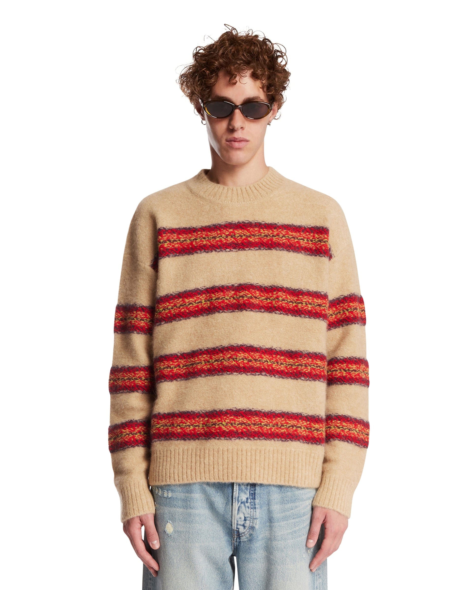 DRIES VAN NOTEN Maglione A Righe Beige