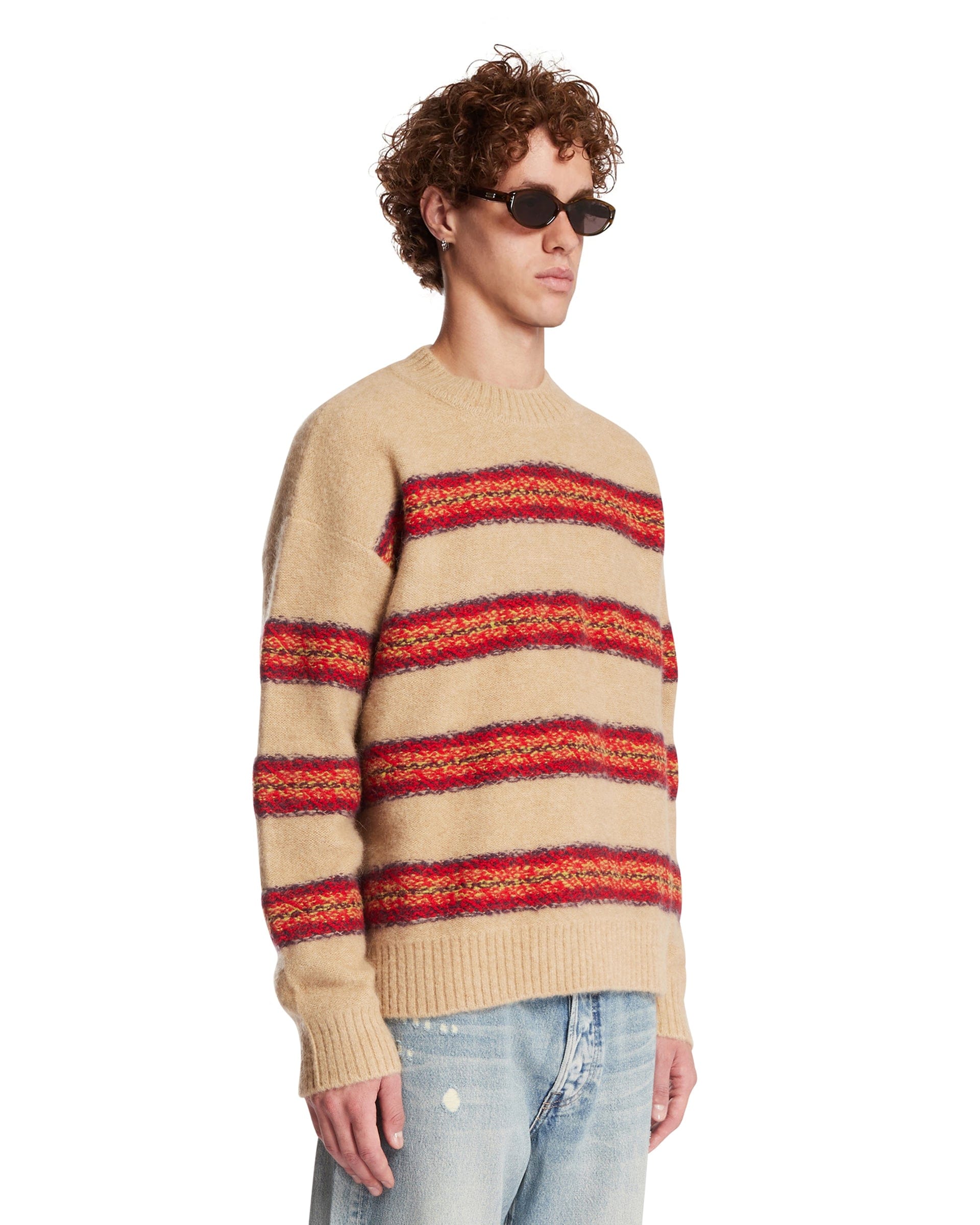 DRIES VAN NOTEN Maglione A Righe Beige