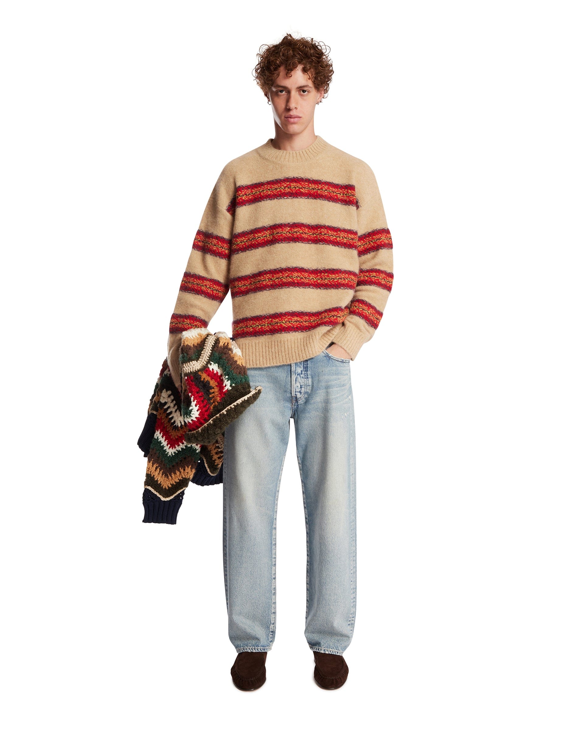 DRIES VAN NOTEN Maglione A Righe Beige