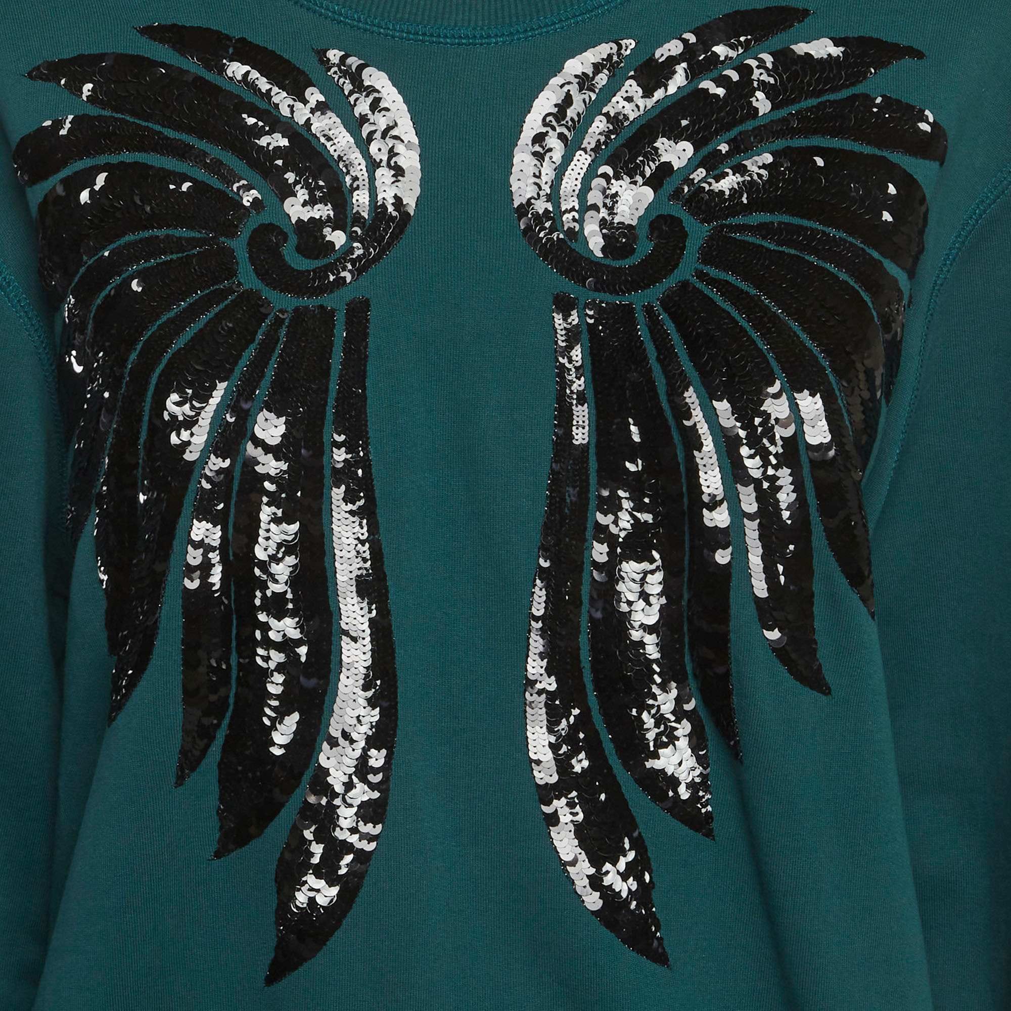 Dries Van Noten Teal Blue Jersey Embroidered Sweatshirt