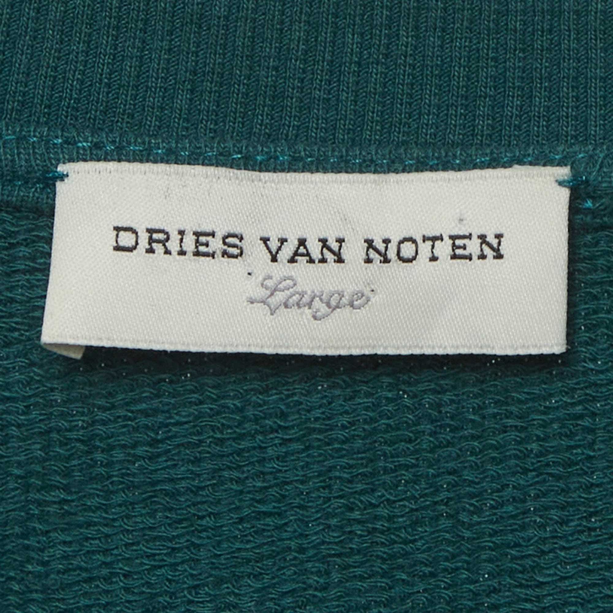Dries Van Noten Teal Blue Jersey Embroidered Sweatshirt