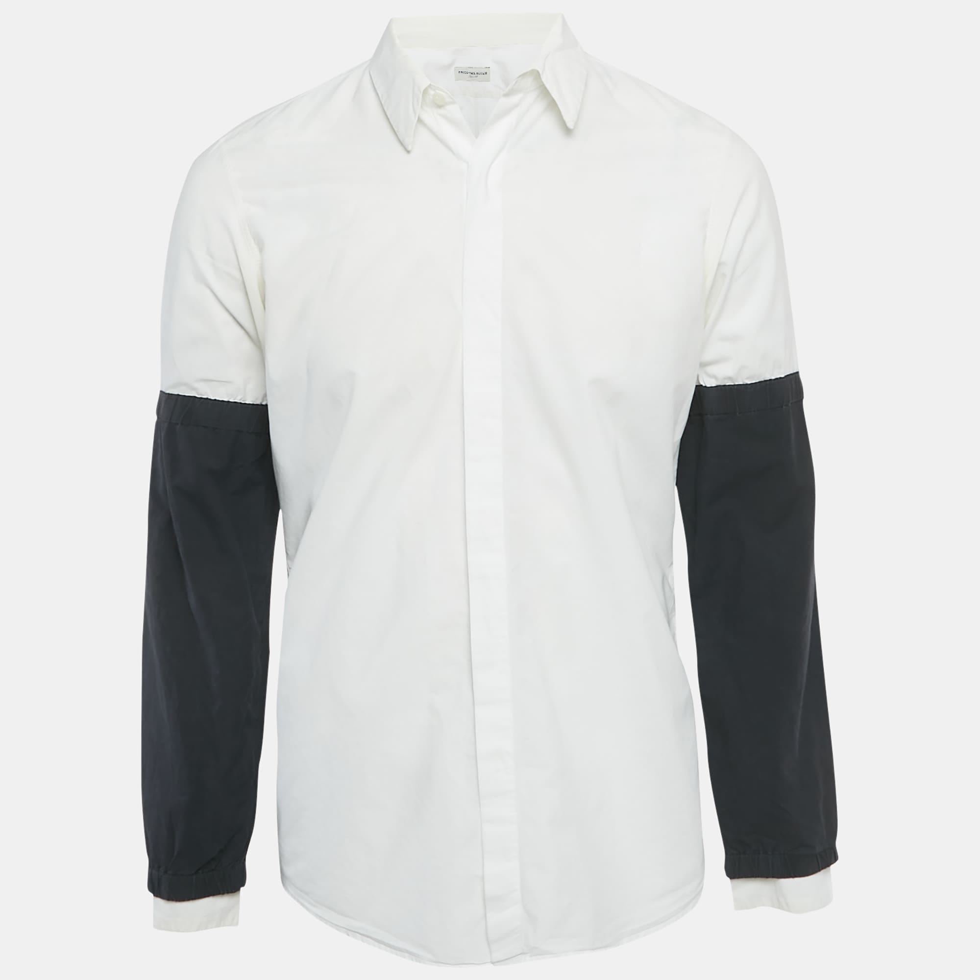 Dries Van Noten White Cotton Layered Sleeve Shirt