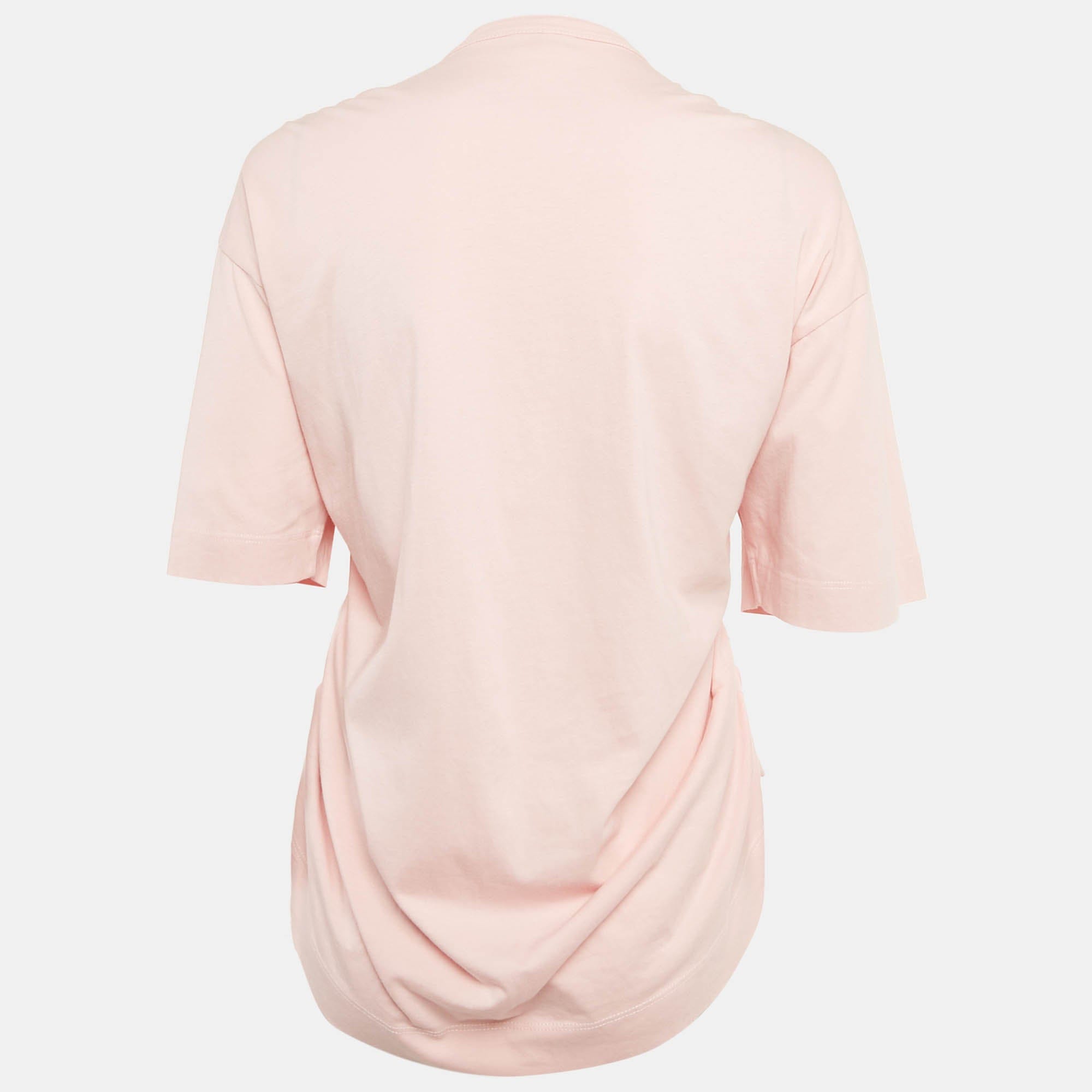 Dries Van Noten Pink Jersey Shirring Detail Top