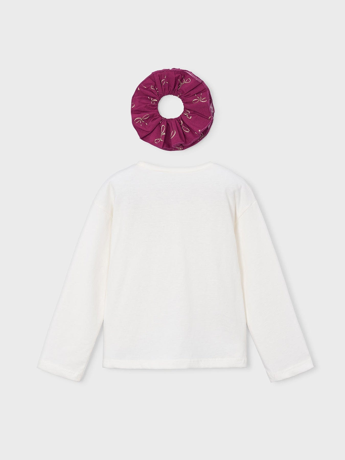 Mayoral Kids' Long Sleeve T - Shirt With Pink Hair Tie