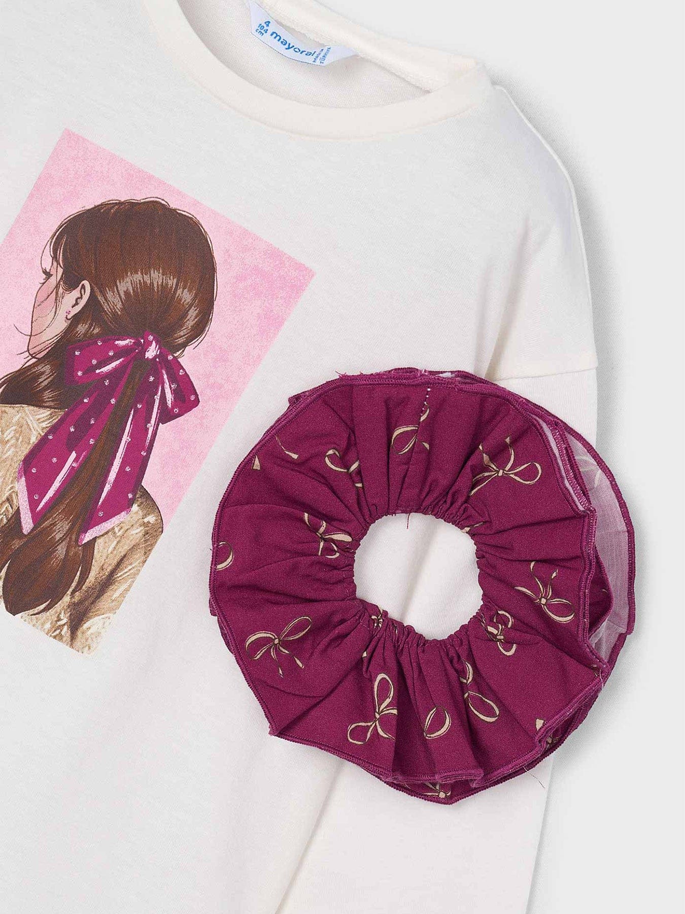 Mayoral Kids' Long Sleeve T - Shirt With Pink Hair Tie