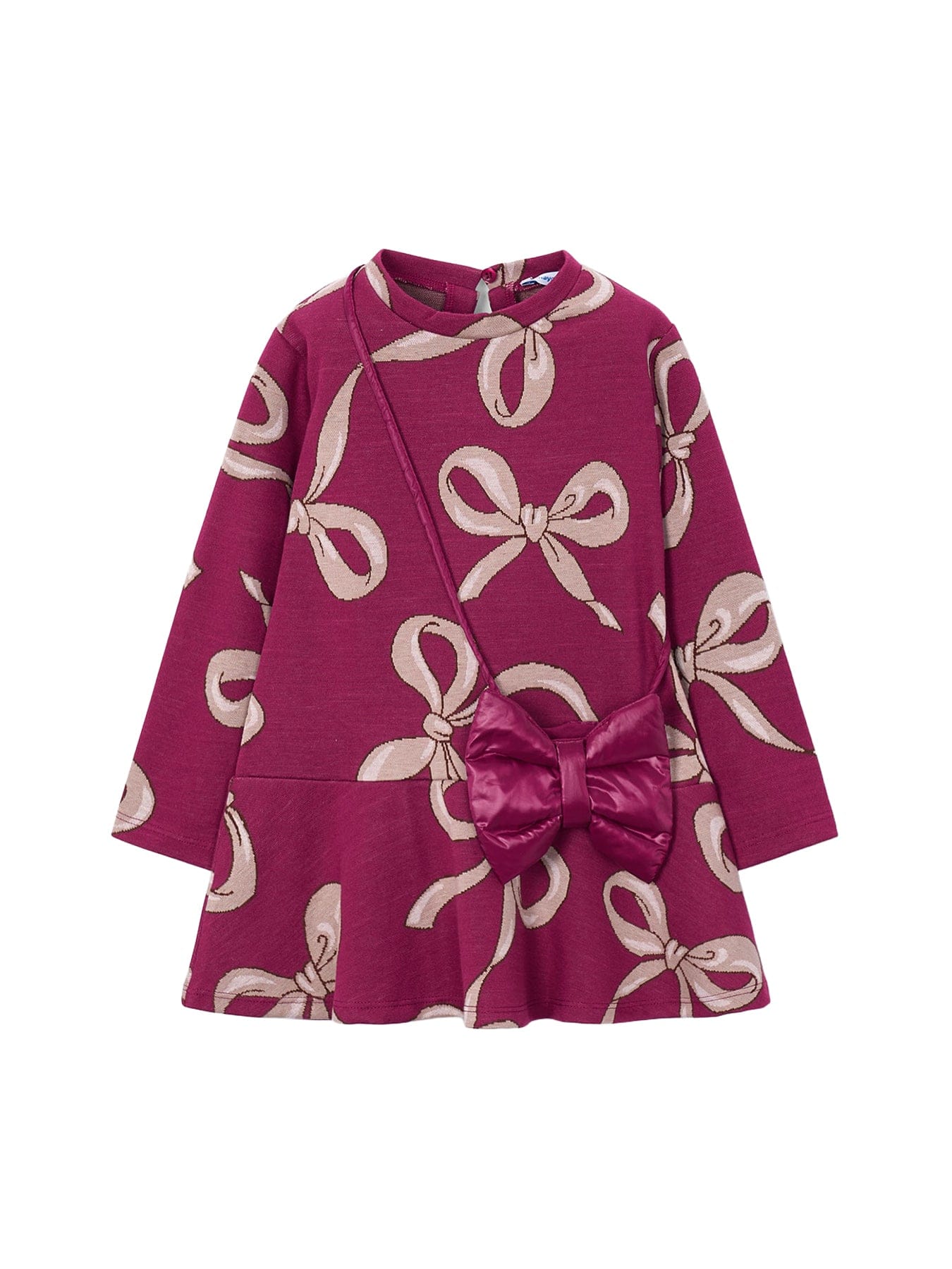 Mayoral Kids' Jacquard Knit Dress with Bag Pink