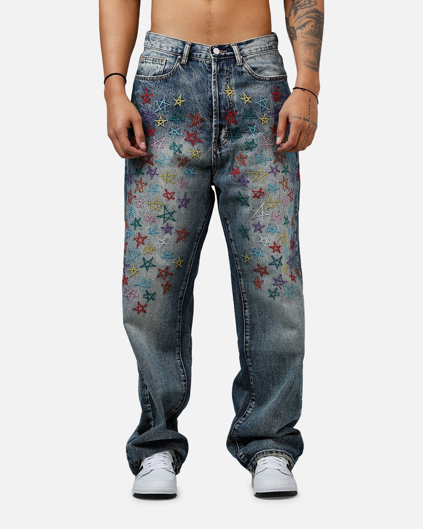 MNML Ultra Baggy Star Denim Jeans Vintage Blue