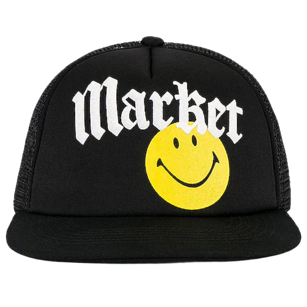 Market Smiley Gothic Trucker Hat washed black