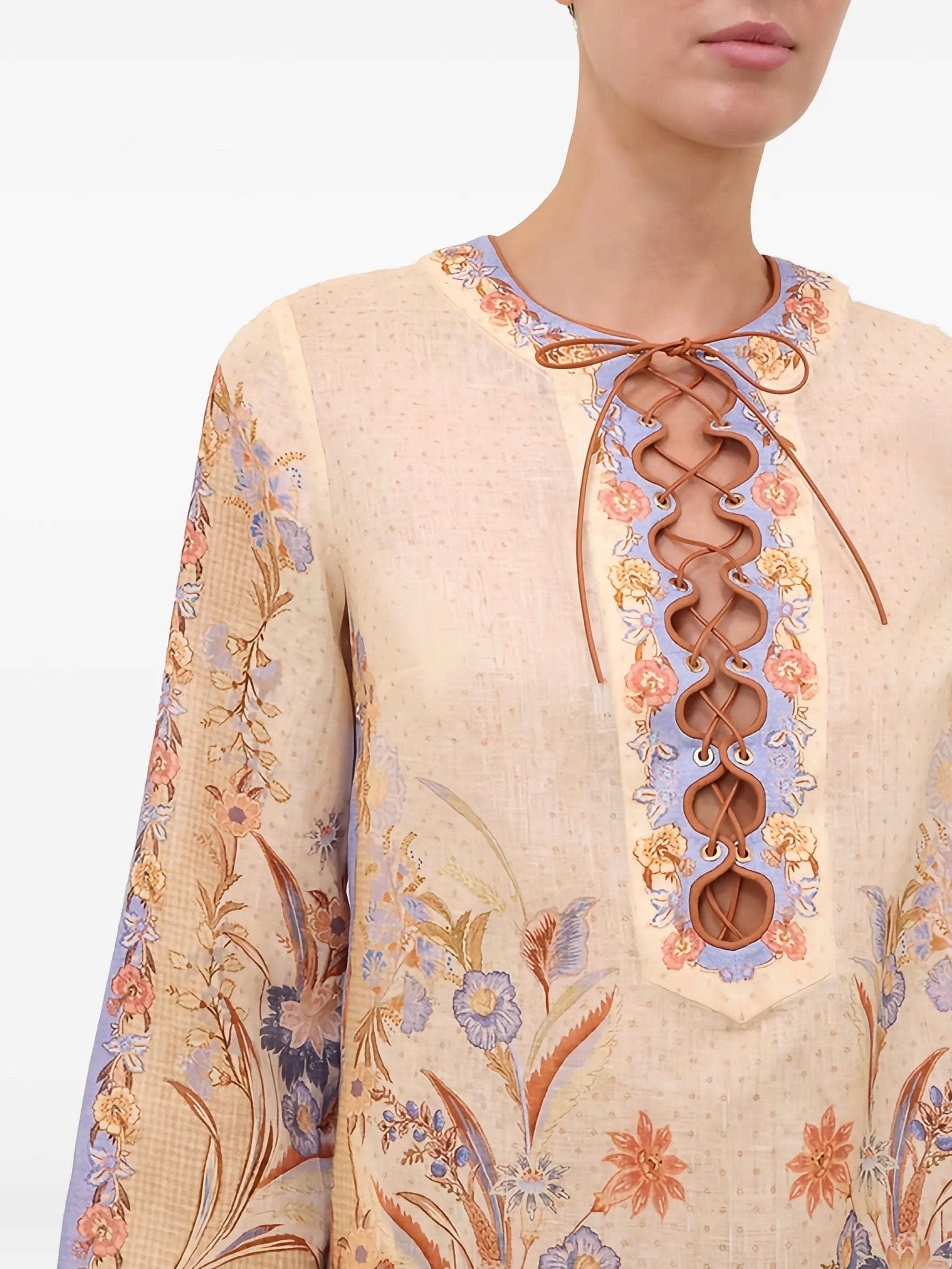 Zimmermann Indra lace - up tunic mini dress