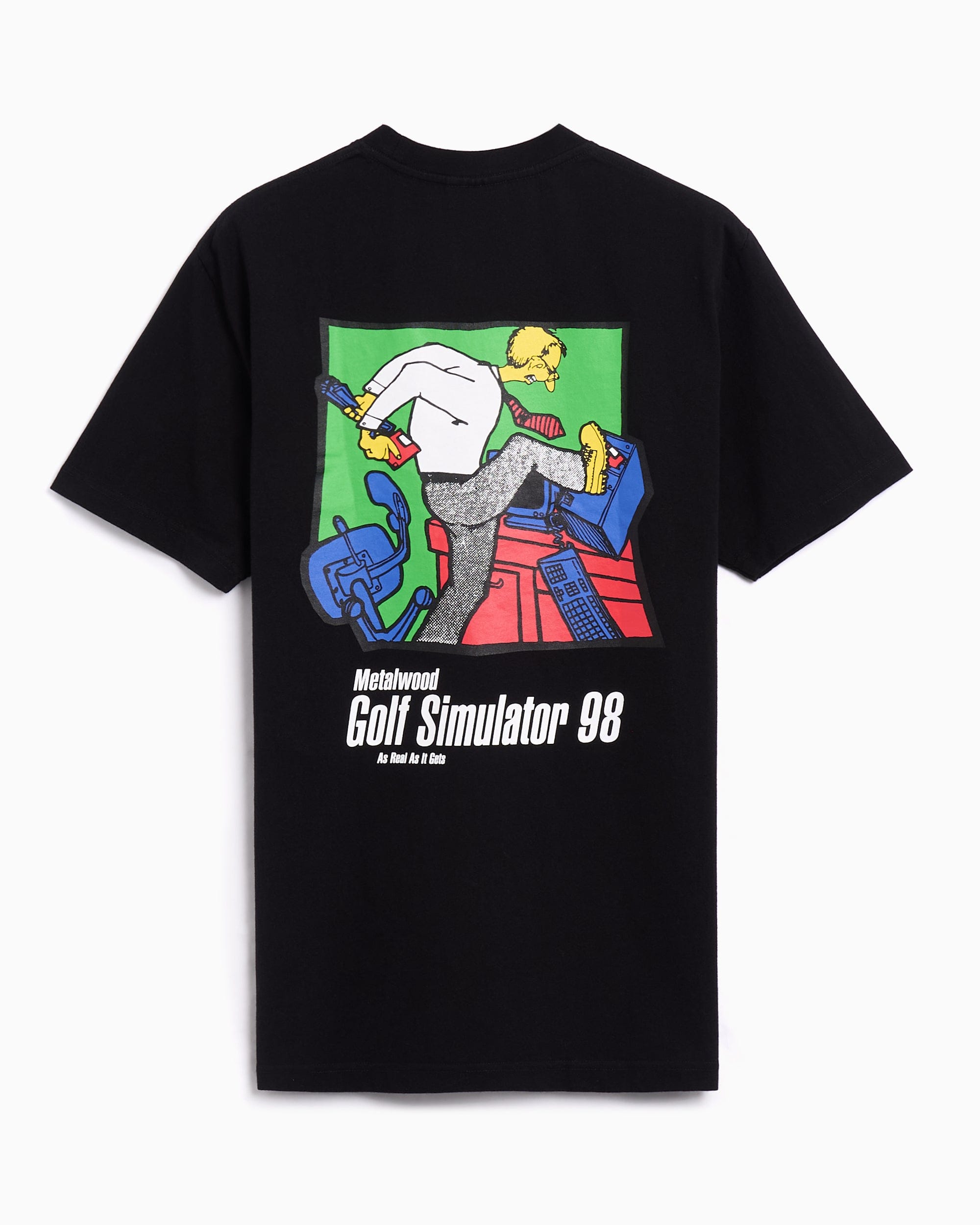 Metalwood Camiseta con gráfico Metalwood Simulator 98 para hombre