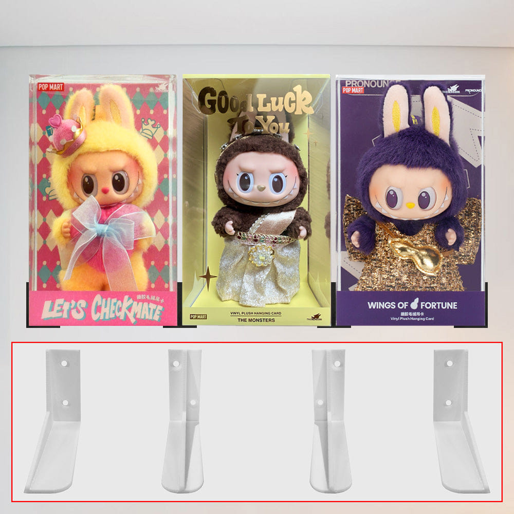 Larrys3dprints LABUBU HANGING CARD - 3D Floating Shelf for Pop Mart Boxes (Shelf Size: 2in high x 3in deep)