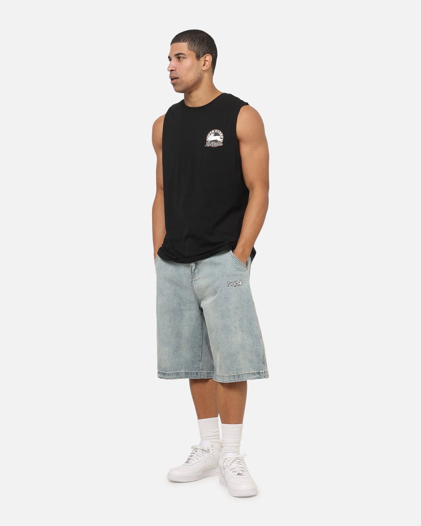 Bleacher Athletic South Sydney Rabbitohs NRL Adult Muscle T - Shirt Black