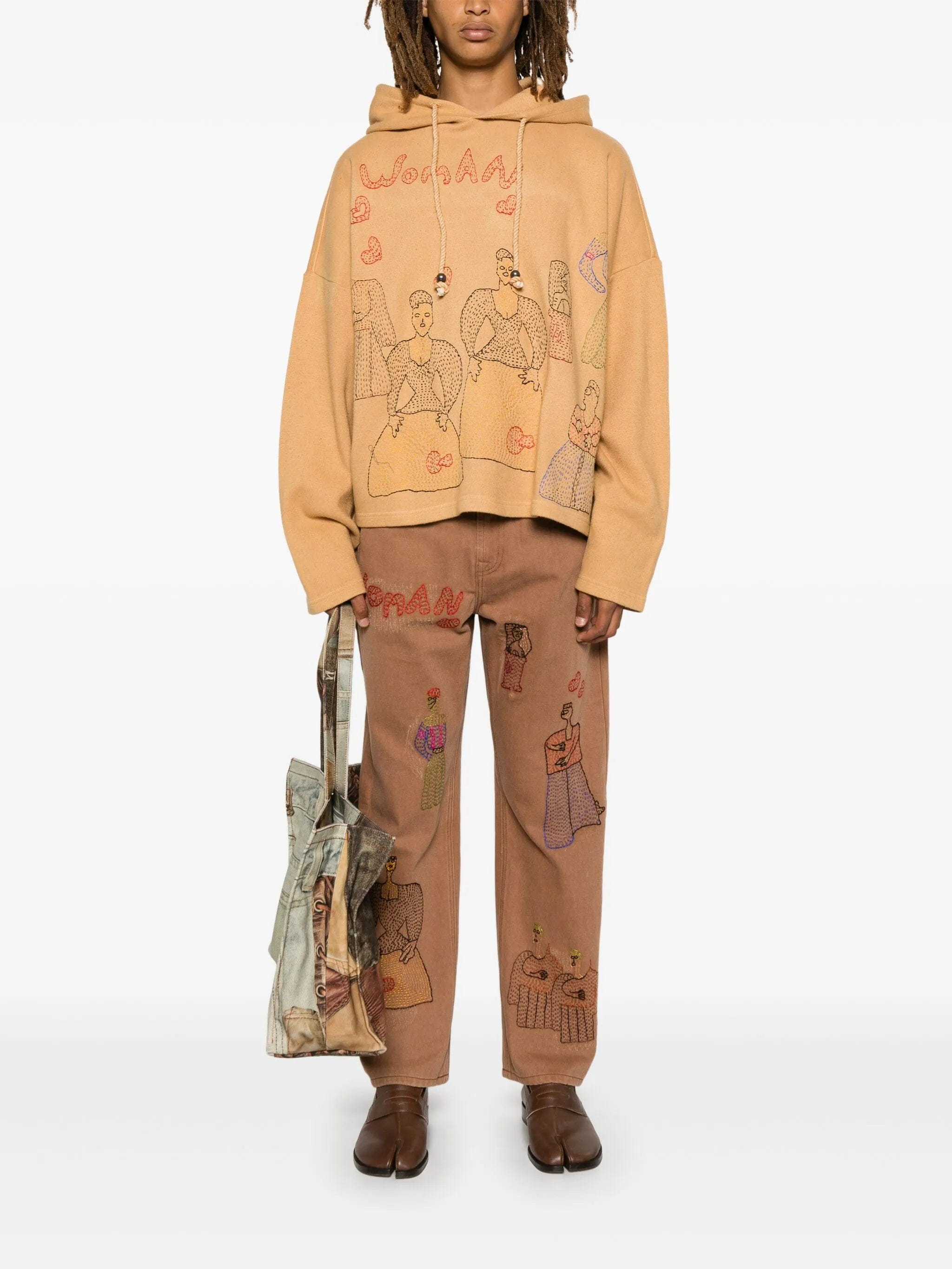 Glass Cypress motif - embroidered hoodie