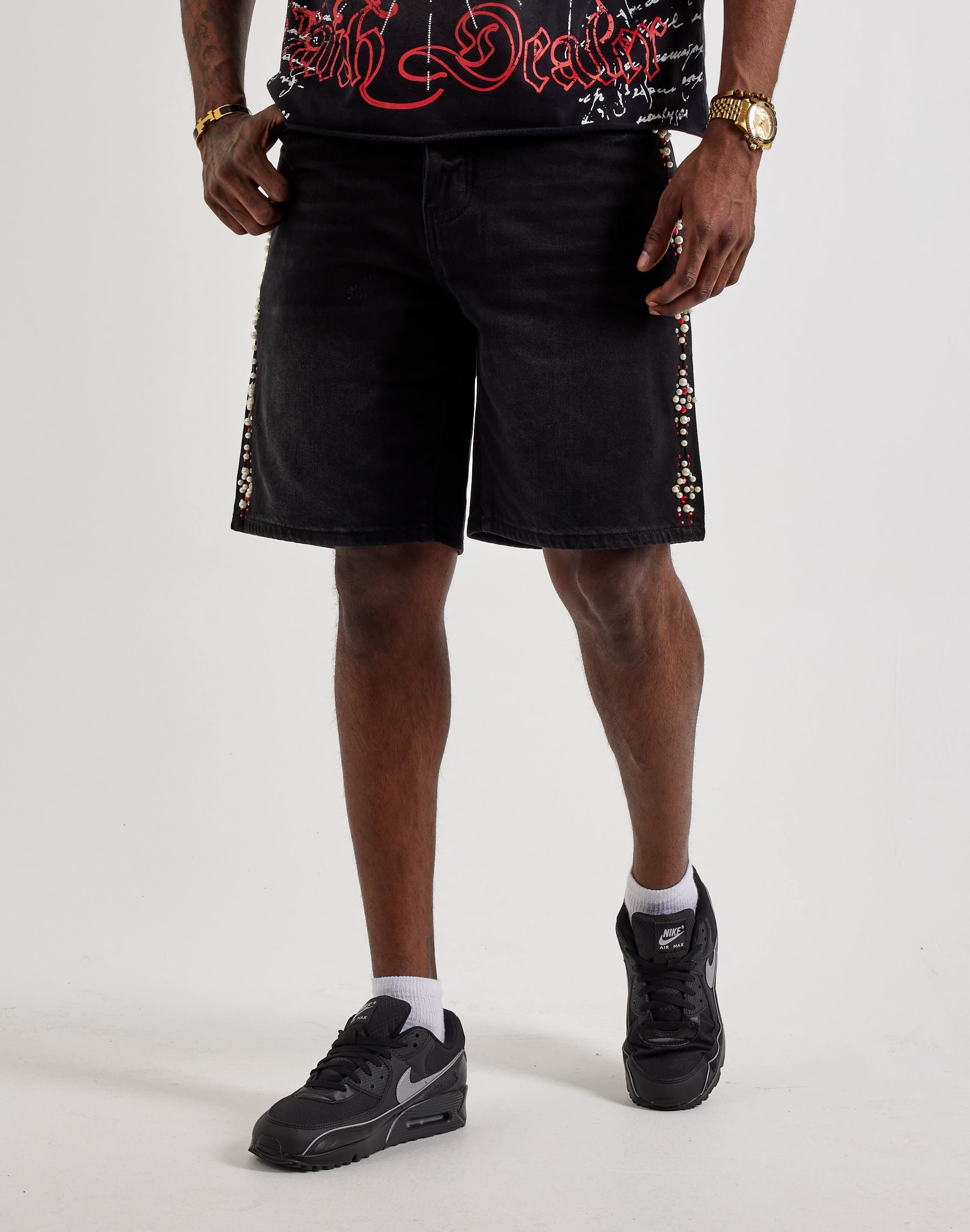 GFTD la Pearl Gems Denim Shorts