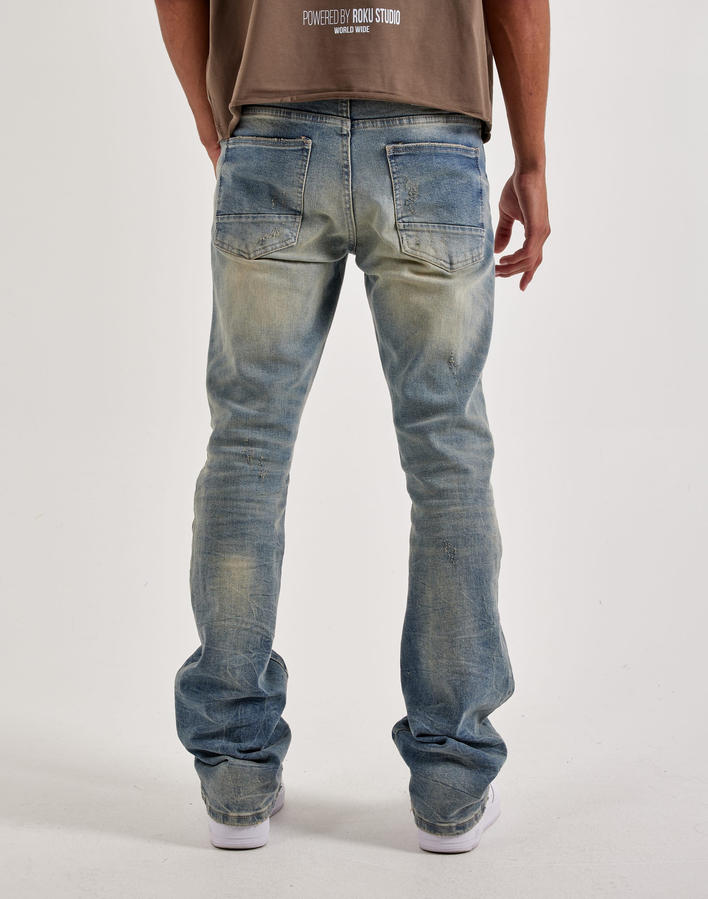 Smoke Rise Distressed Stacked Denim Jeans