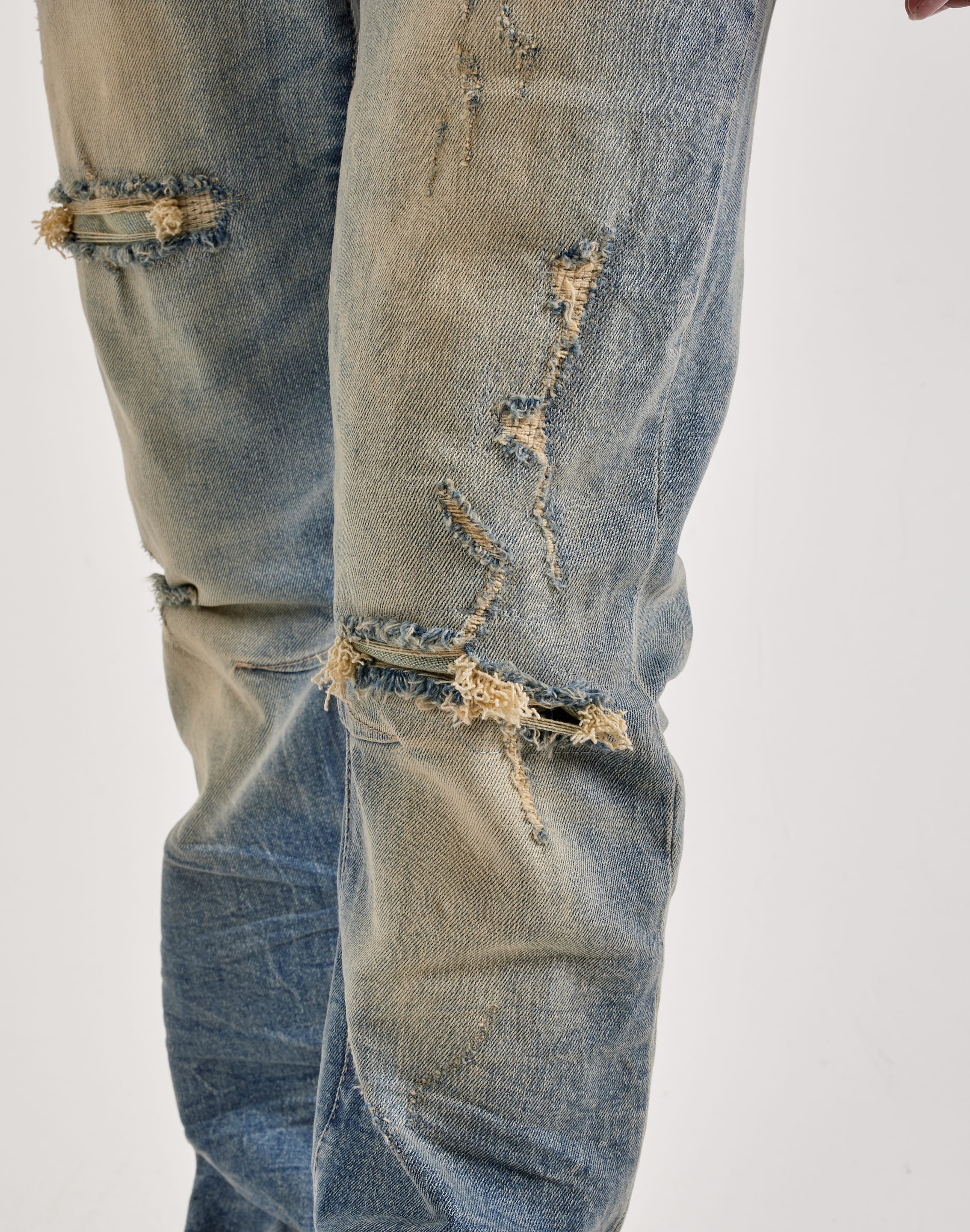Smoke Rise Distressed Stacked Denim Jeans