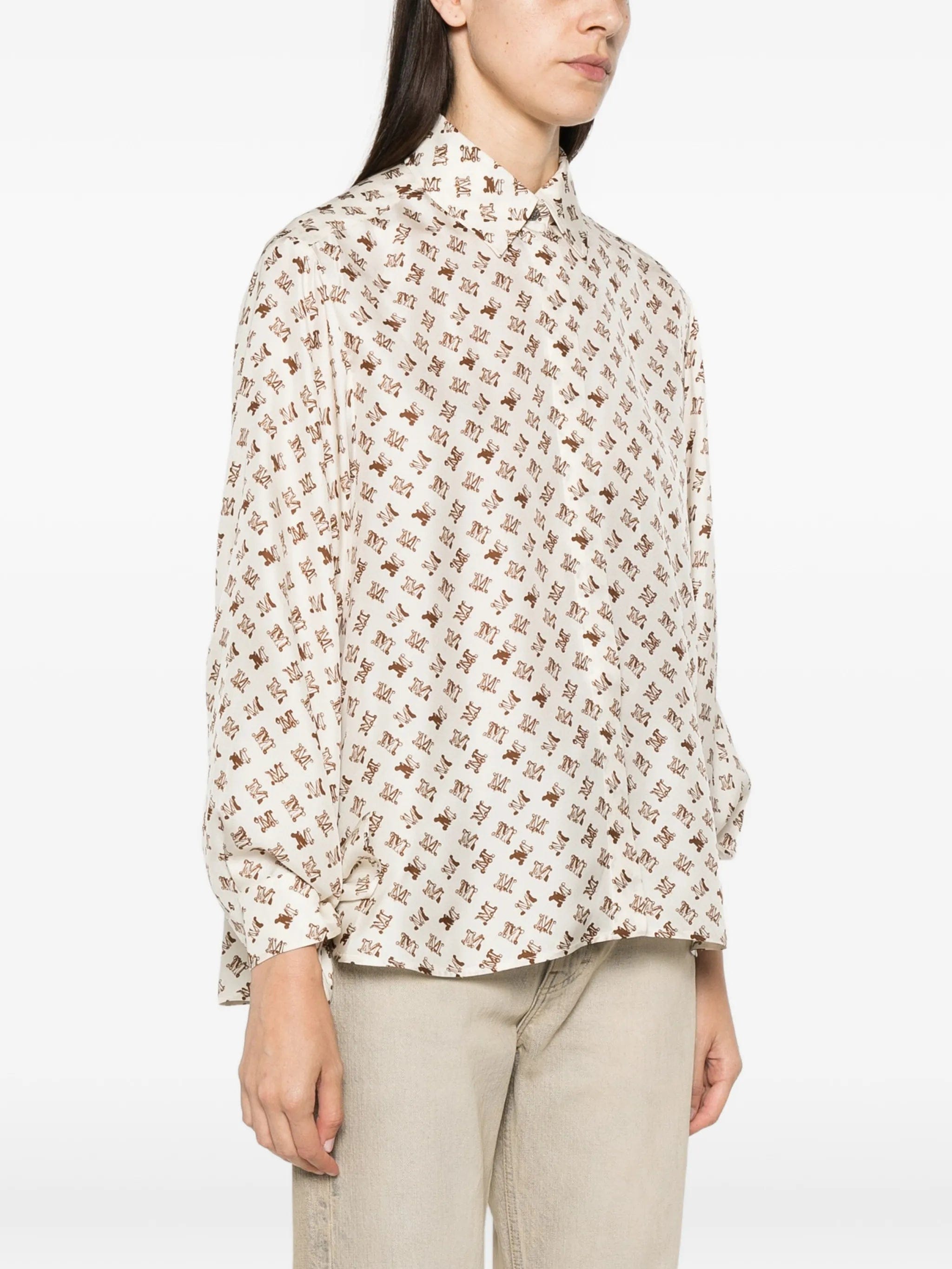 Max Mara logo - print tie - cuff shirt