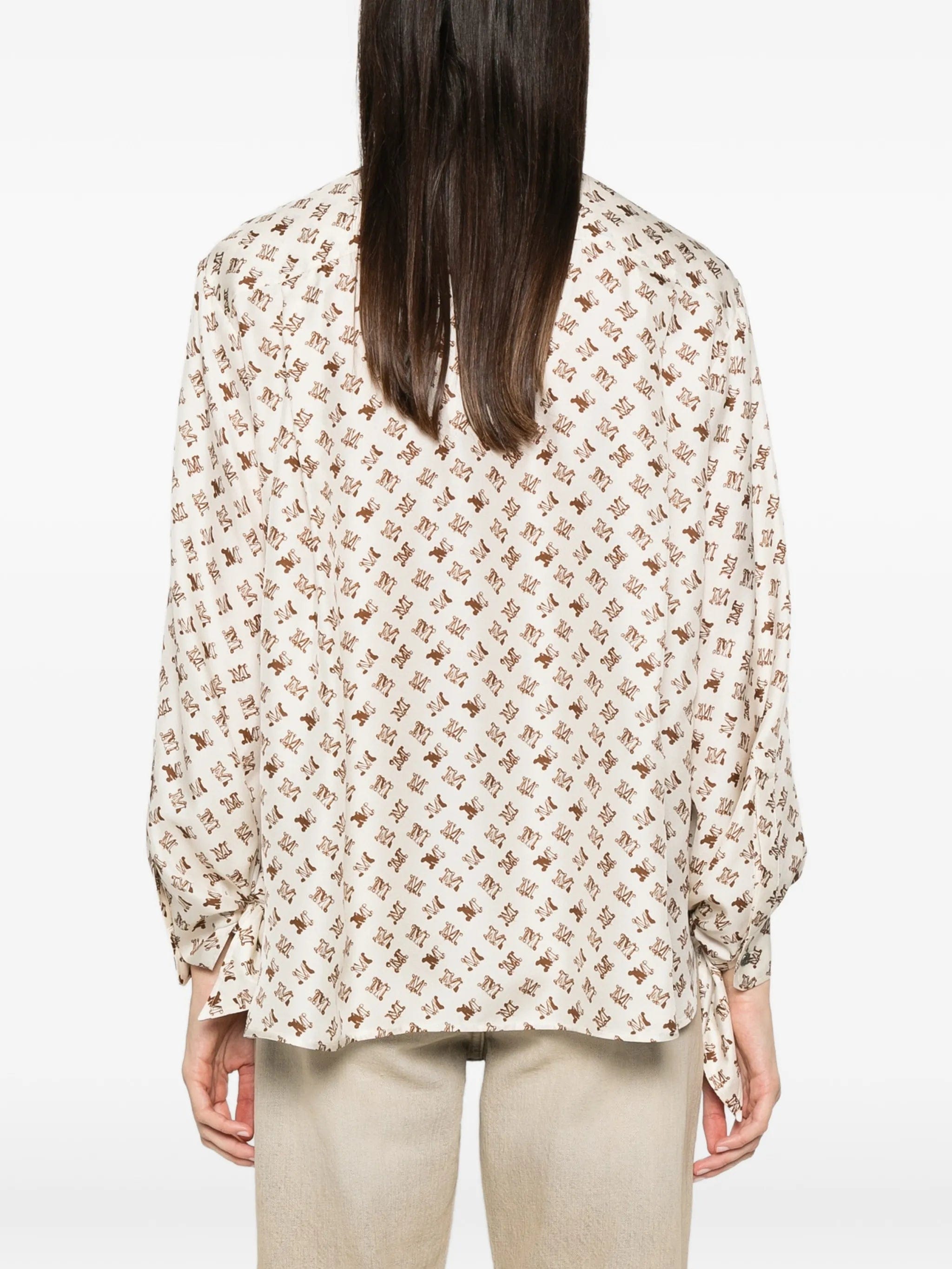 Max Mara logo - print tie - cuff shirt