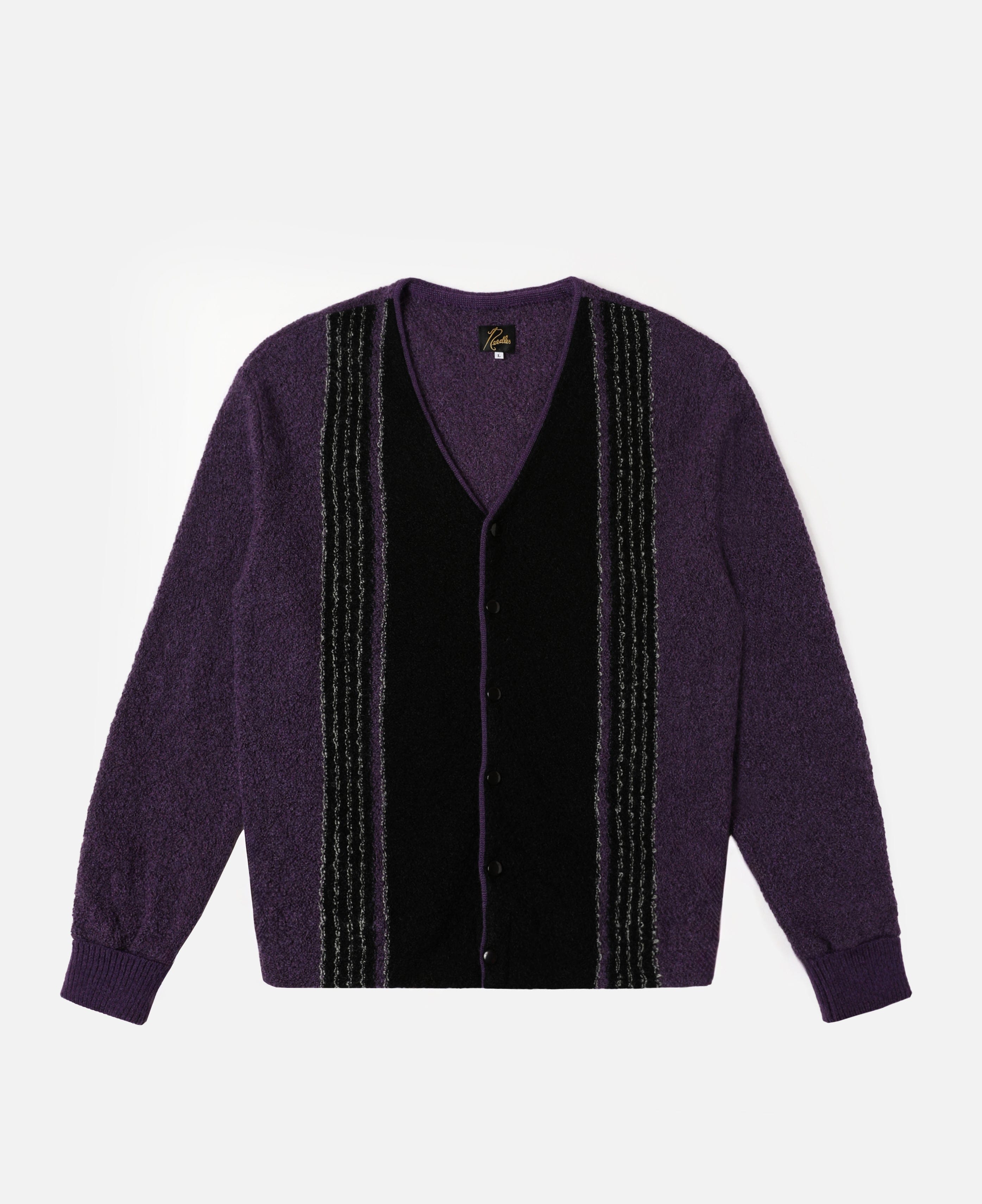 Needles Knit Cardigan - Crepe Weave Stripe (Purple)