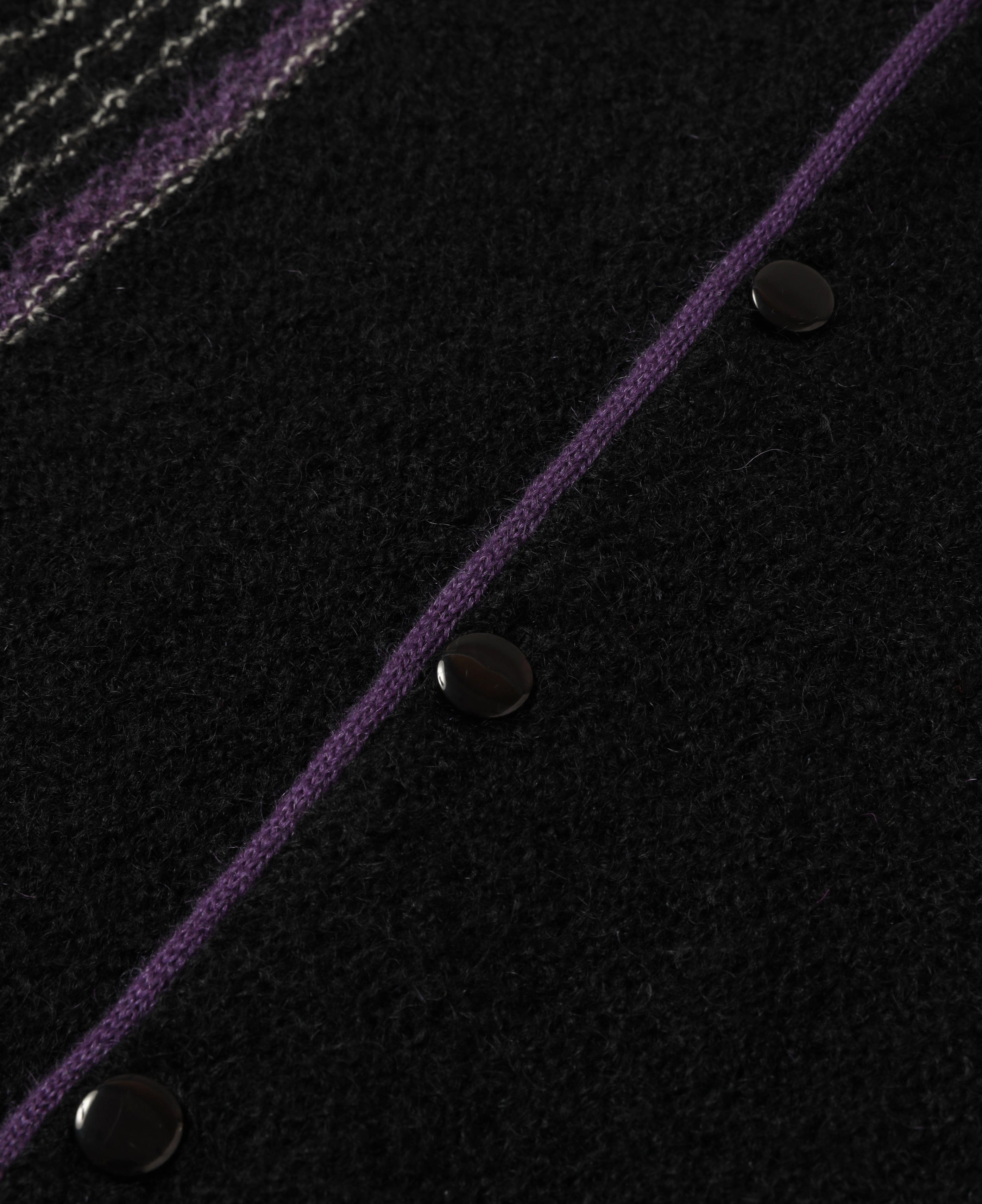 Needles Knit Cardigan - Crepe Weave Stripe (Purple)