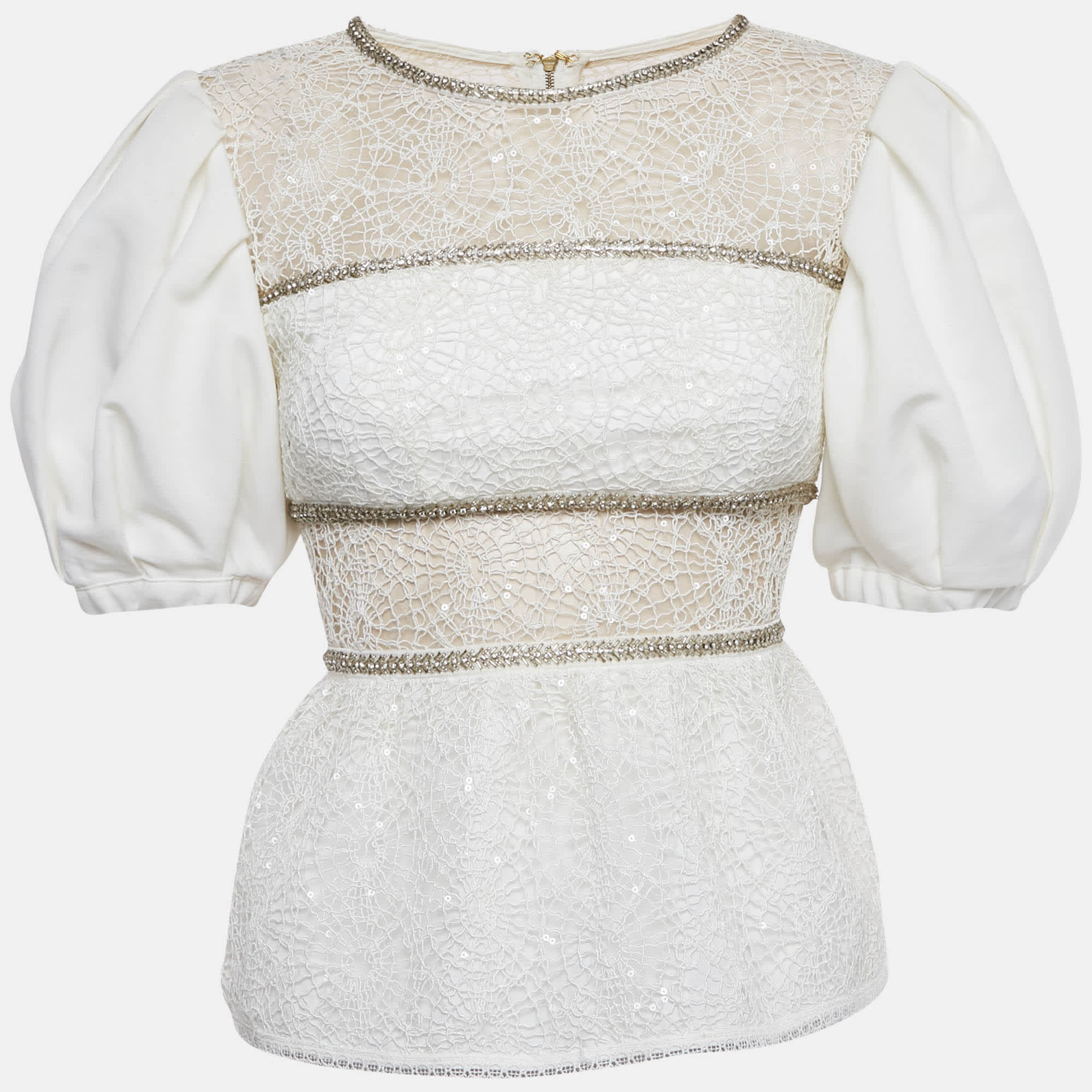 White Embellished Lace Top