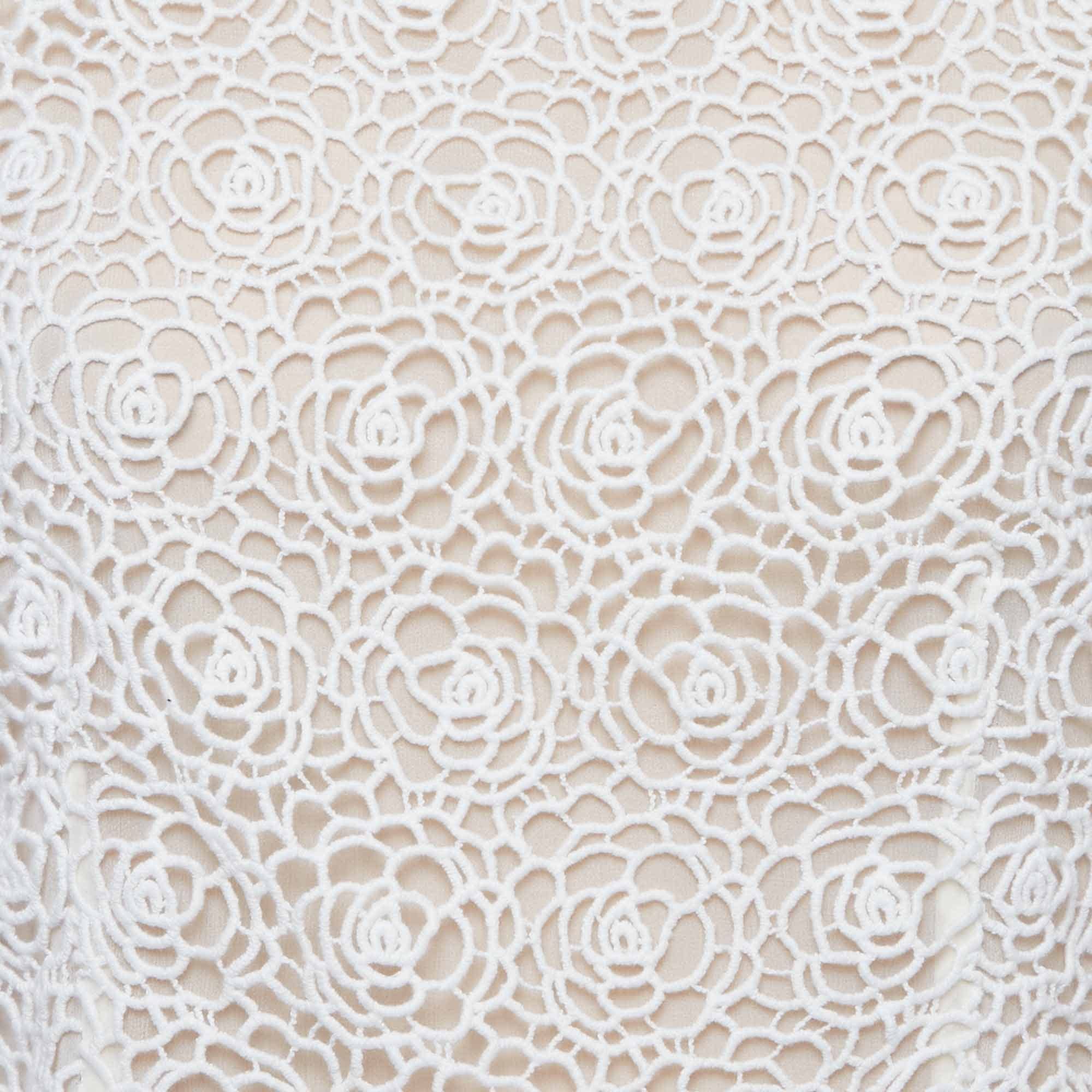 White Lace And Crepe Sleeveless Top