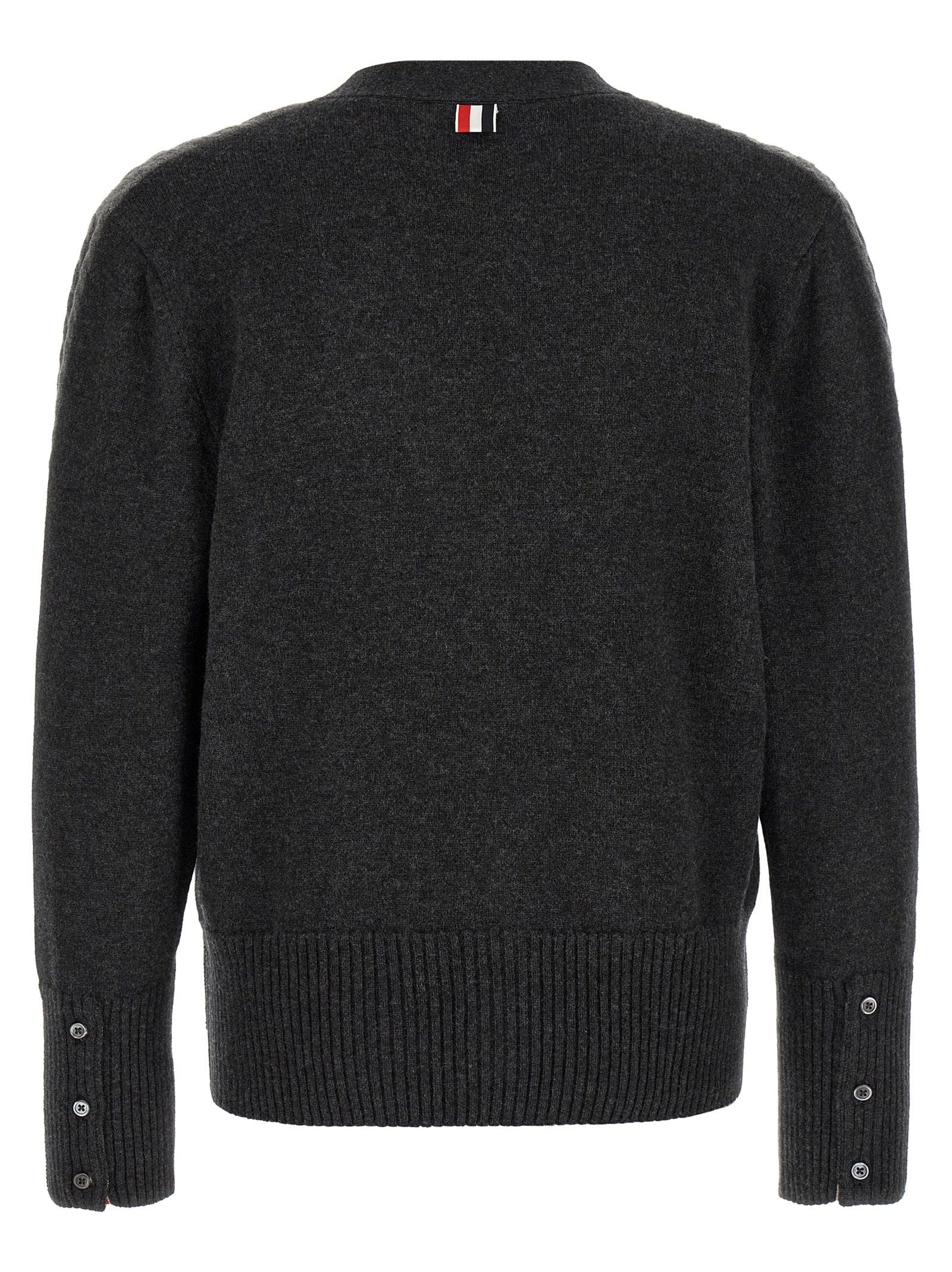 Thom Browne 2 - in - 1 Trompe Lœil Virgin Wool Cardigan — Grey