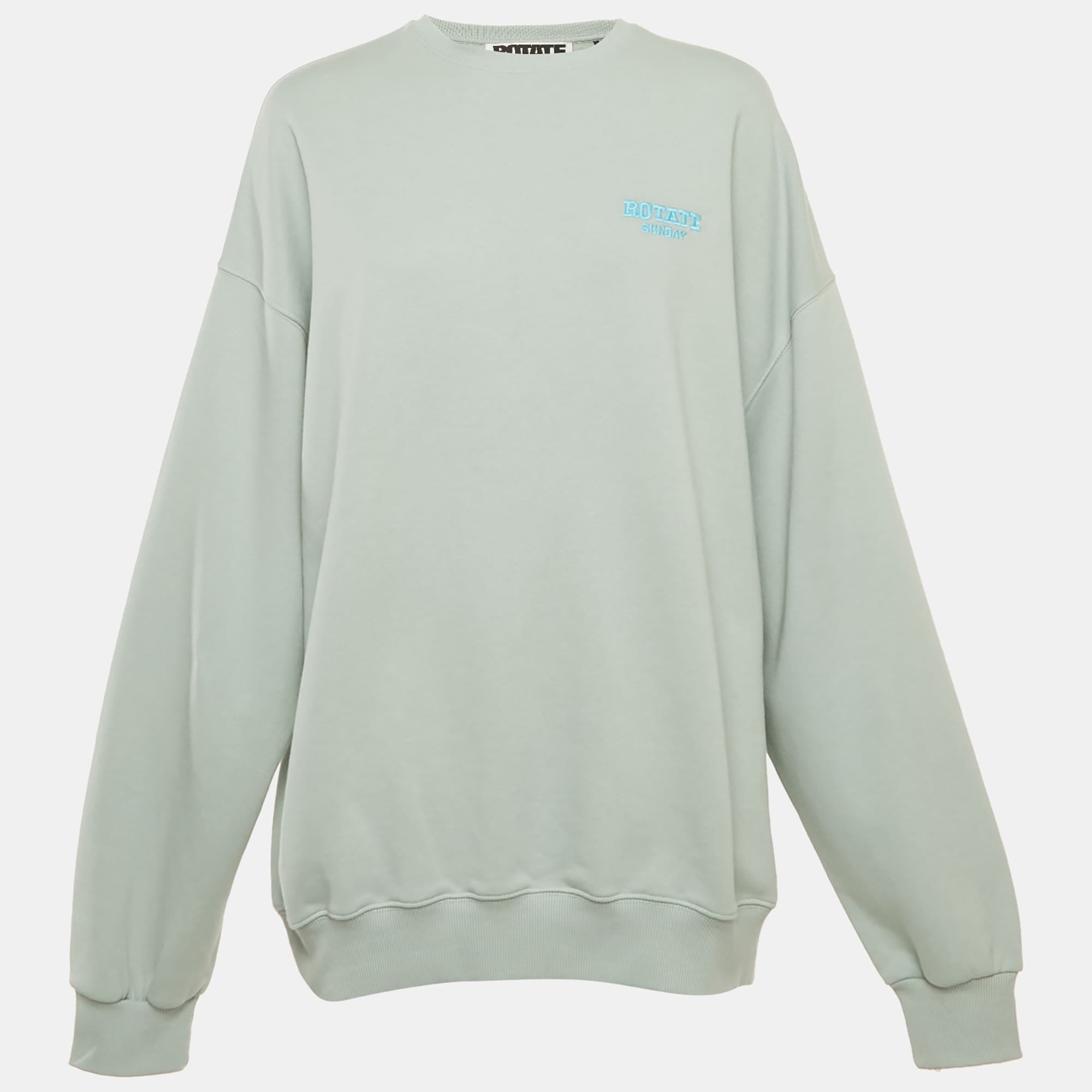 Rotate Birger Christensen Surf Blue Cotton Iris Crew Neck Sweatshirt