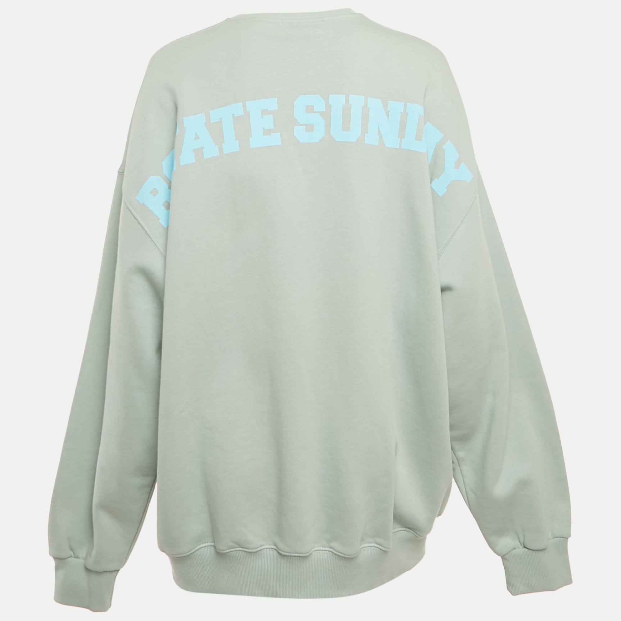 Rotate Birger Christensen Surf Blue Cotton Iris Crew Neck Sweatshirt