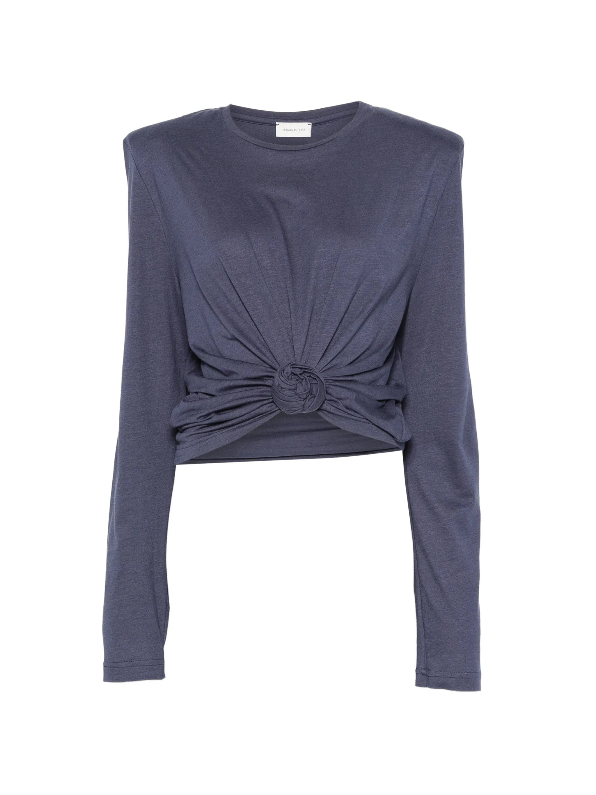 Magda Butrym padded - shoulder knotted T - shirt
