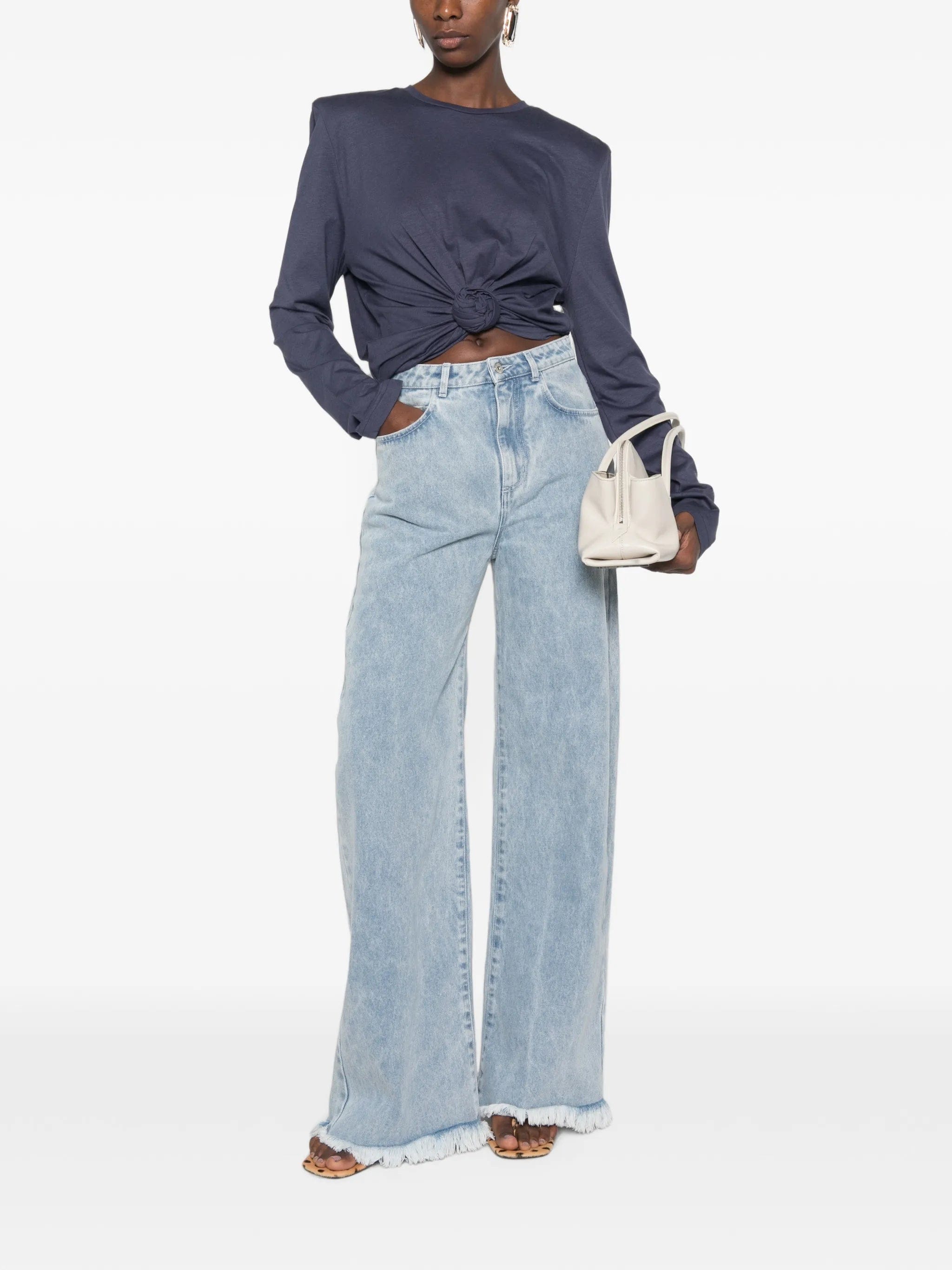 Magda Butrym padded - shoulder knotted T - shirt