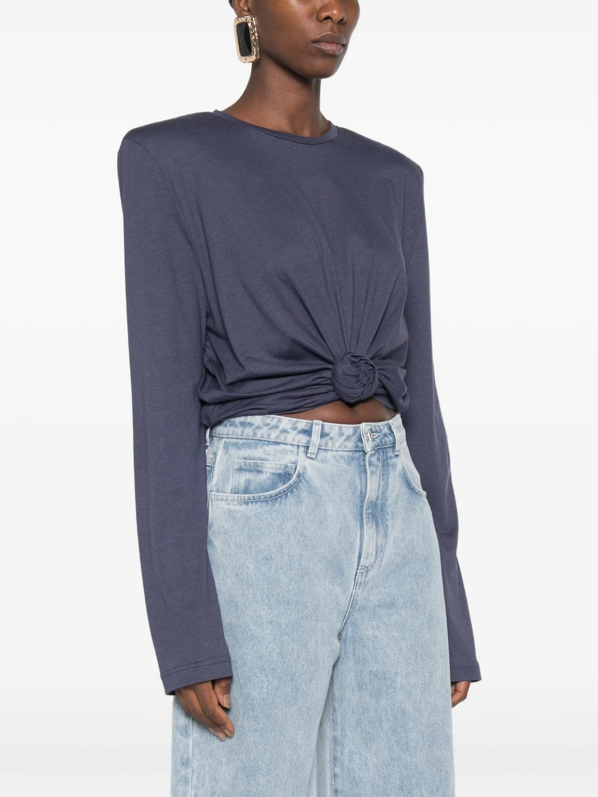 Magda Butrym padded - shoulder knotted T - shirt