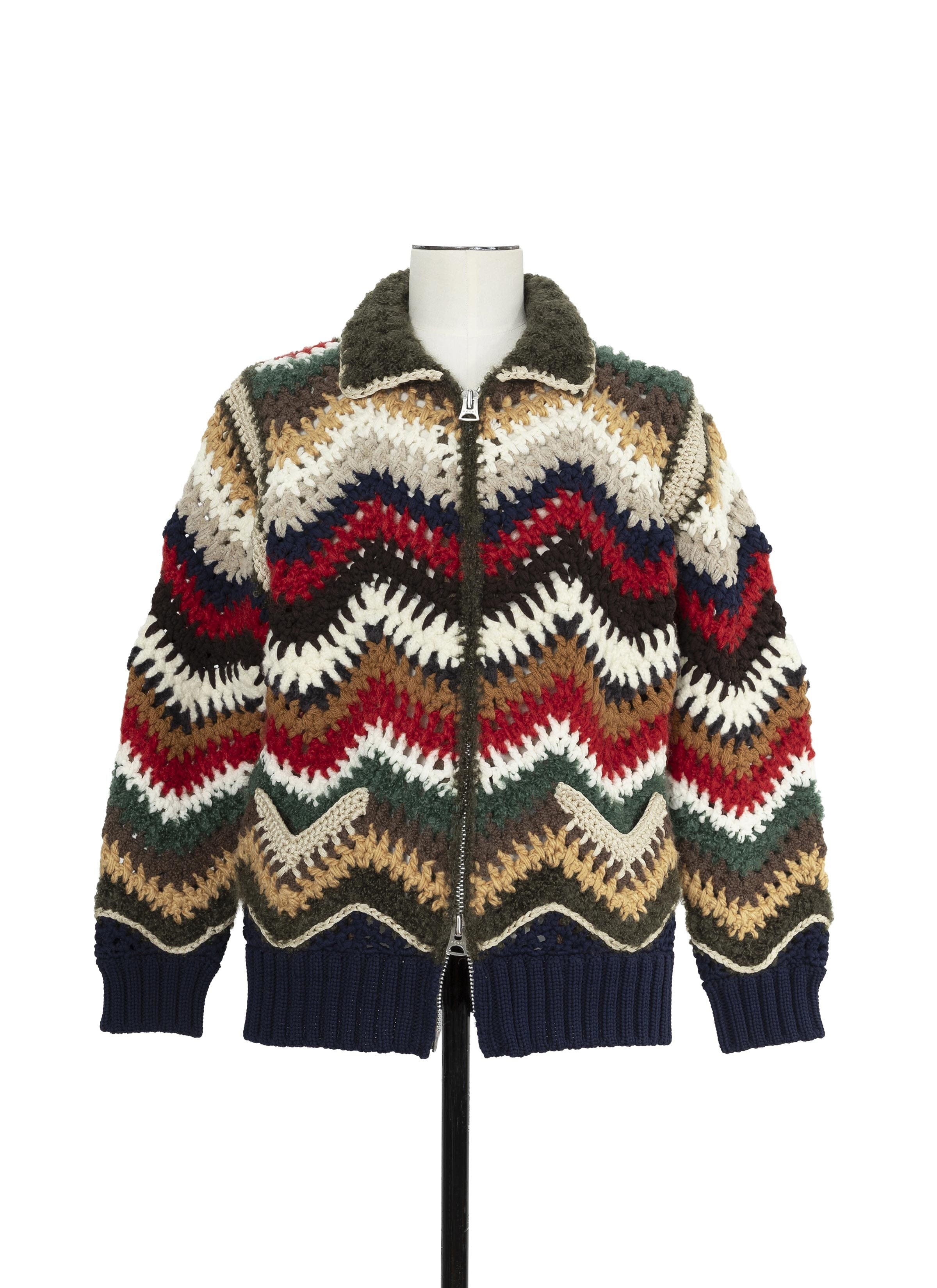 CROCHET Mix Crochet Knit Blouson