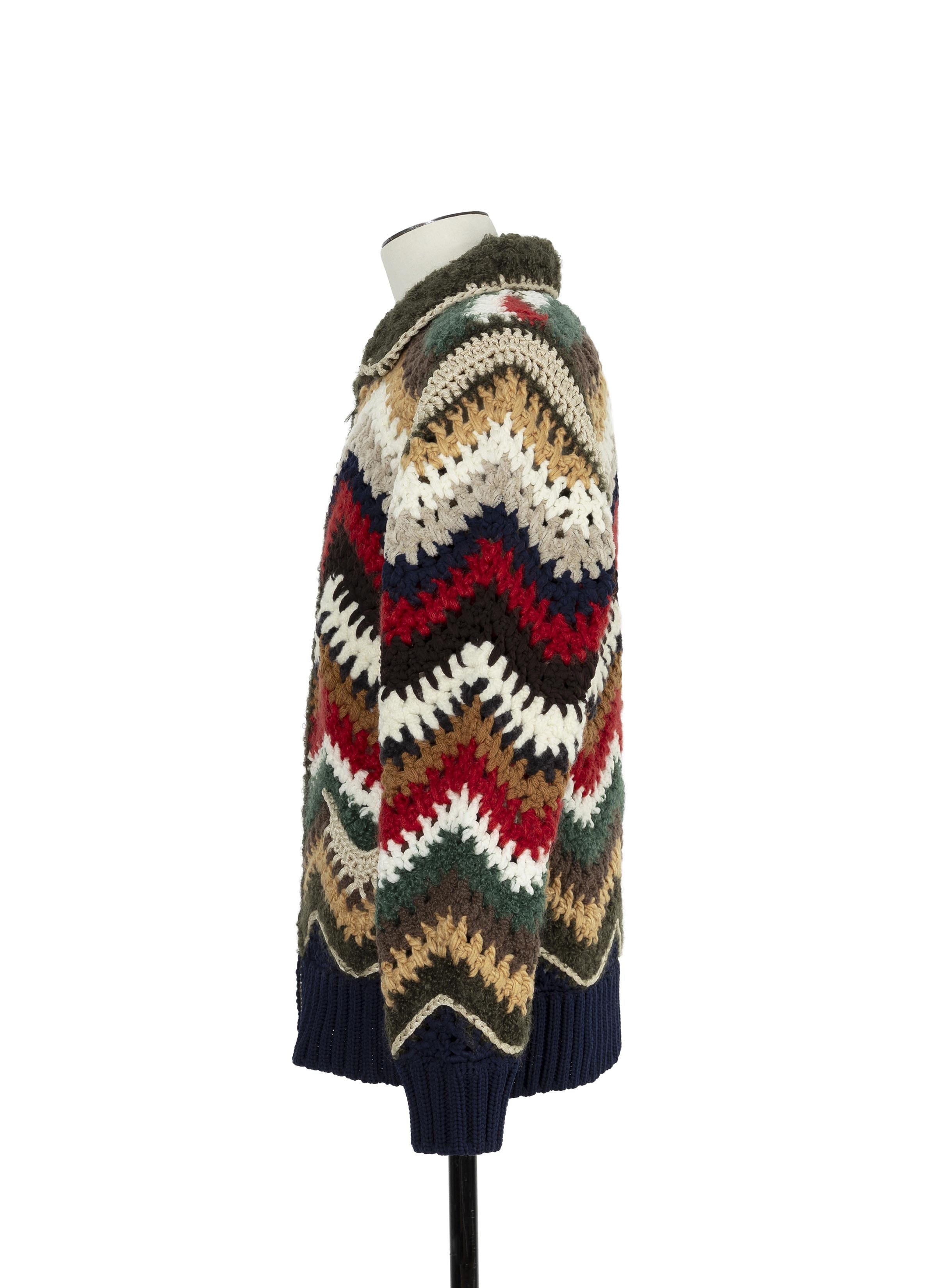CROCHET Mix Crochet Knit Blouson