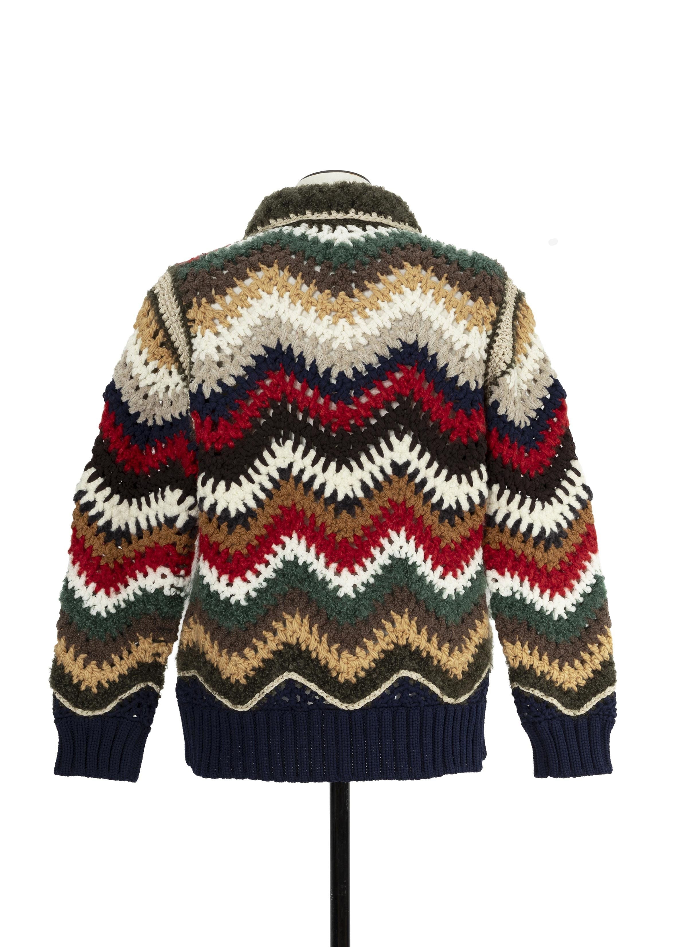 CROCHET Mix Crochet Knit Blouson