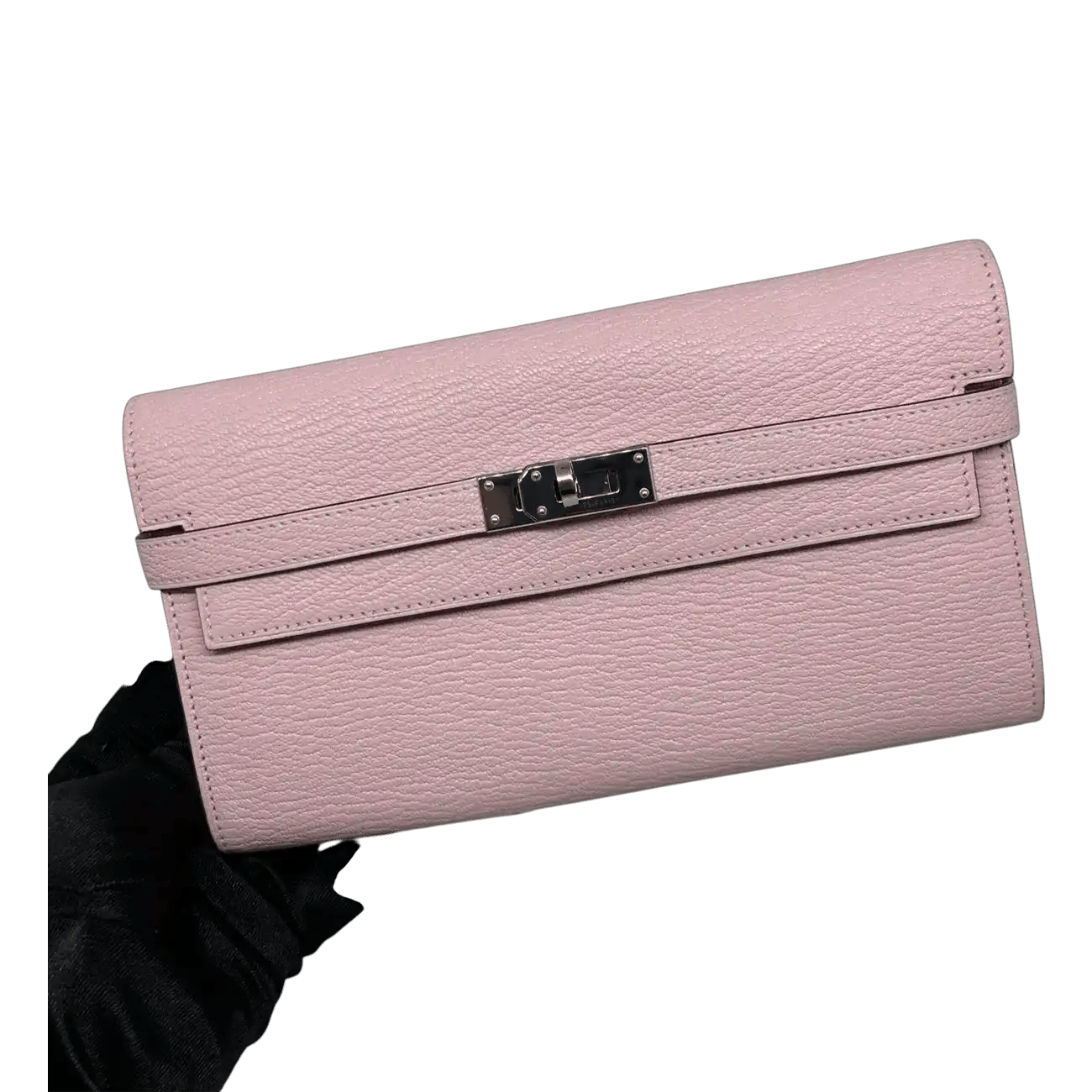 True To Sole Hermès Kelly Wallet Long Chèvre Sakura Pink D Stamp