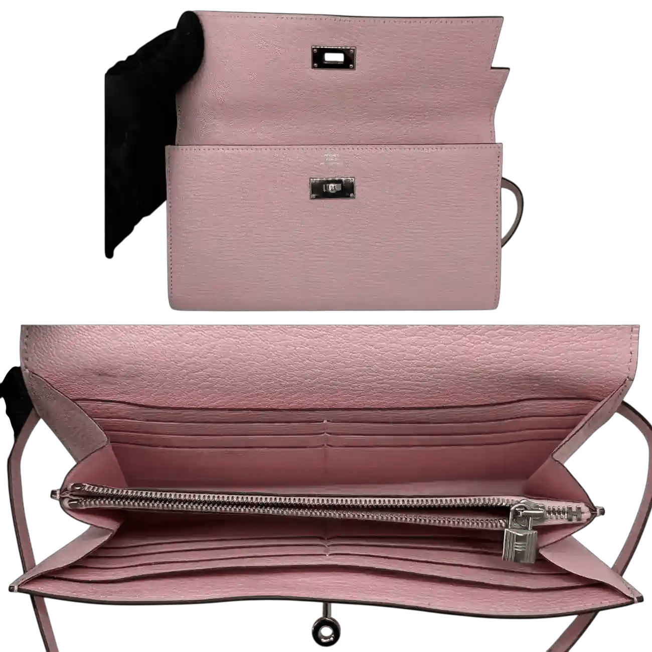 True To Sole Hermès Kelly Wallet Long Chèvre Sakura Pink D Stamp