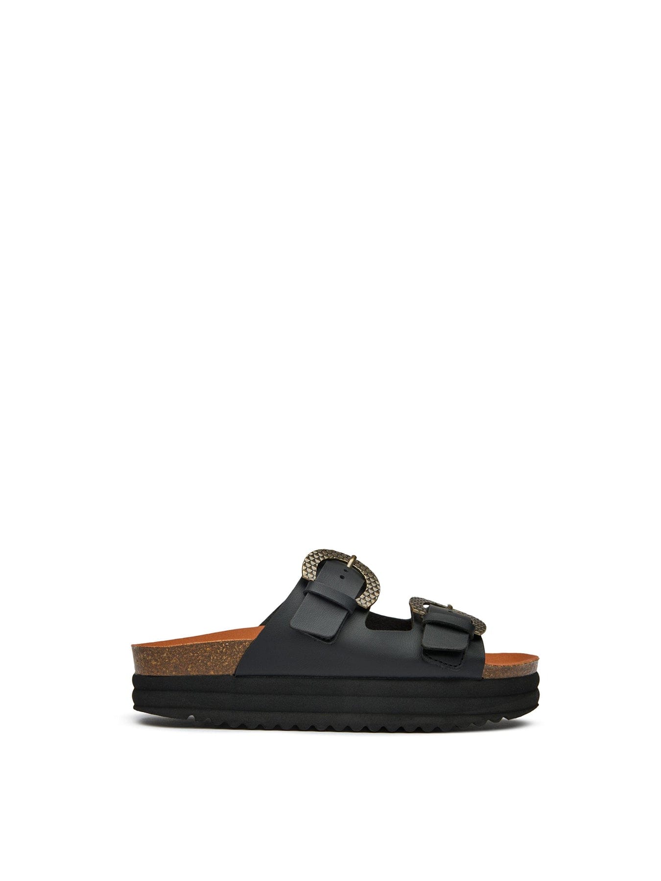 V.gan Vegan Plum Footbed Reptile Sandals Black