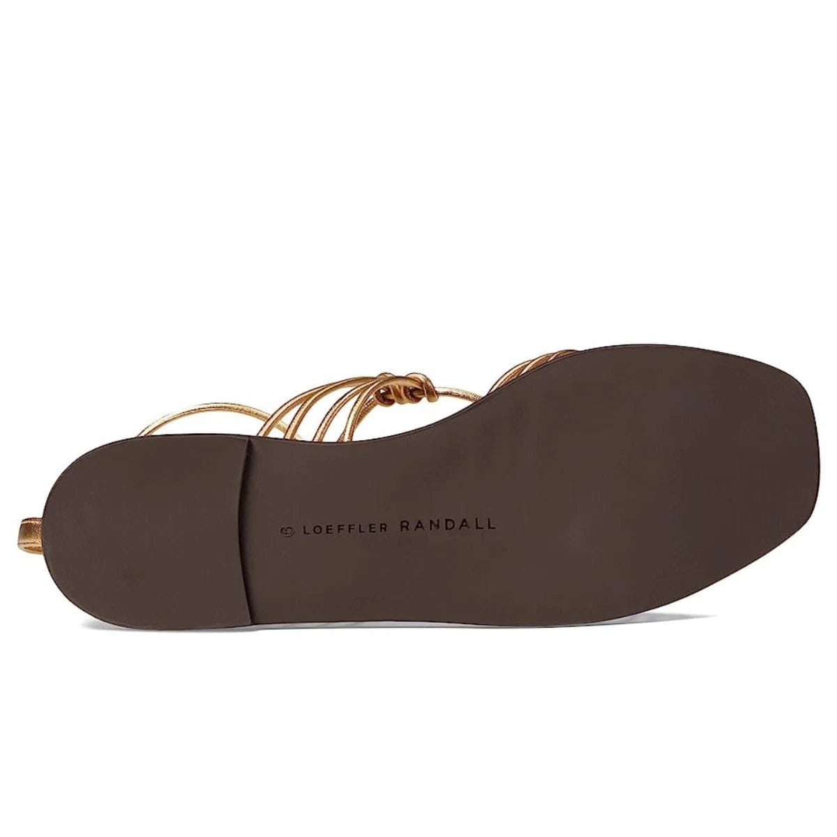 Loeffler Randall Romy Flat Sandals Women's Gold Leather Square Toe HTAT1634