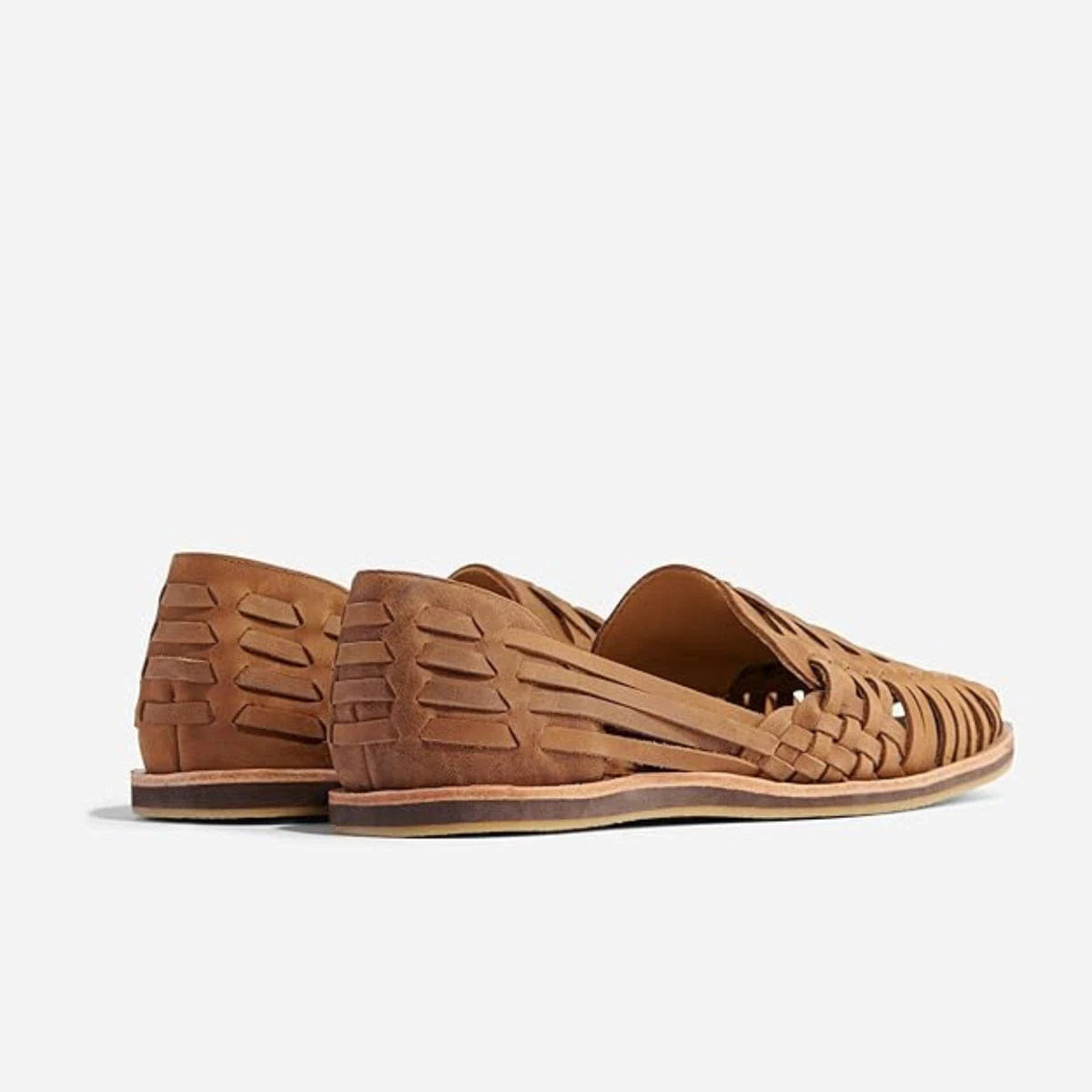 Nisolo Huarache Sandals Women's Brown Leather Round Toe Slip - On RHS8506