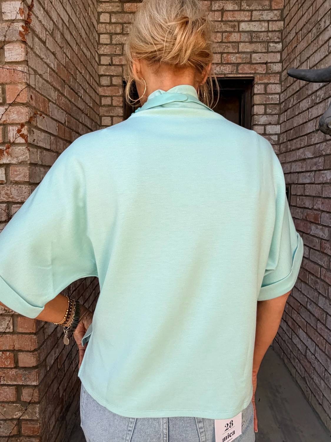 Blue Seafoam Scuba Top In Light Blue